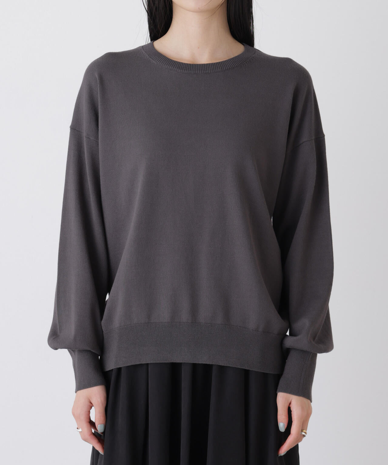 洗濯機洗可バンブーレーヨンニット ワイドクルーネックプルオーバー 6736122309