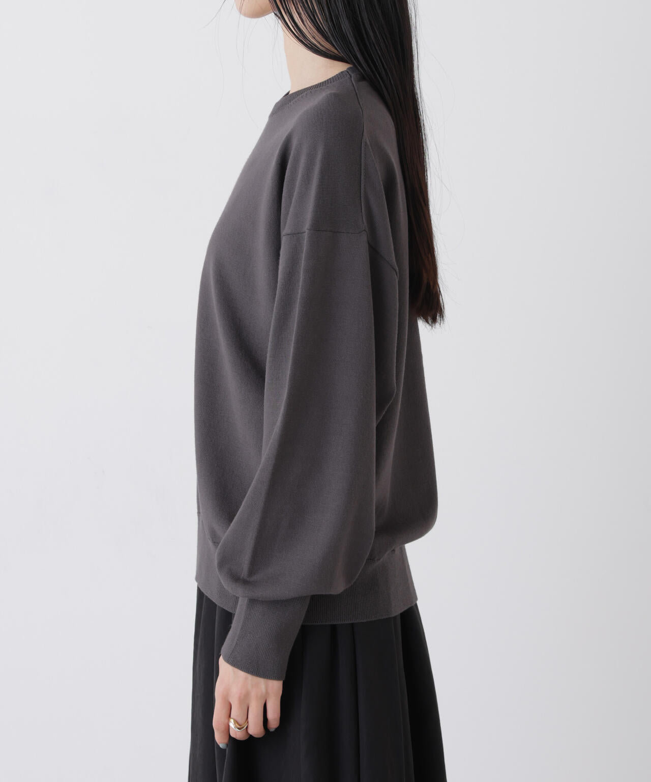 洗濯機洗可バンブーレーヨンニット ワイドクルーネックプルオーバー 6736122309