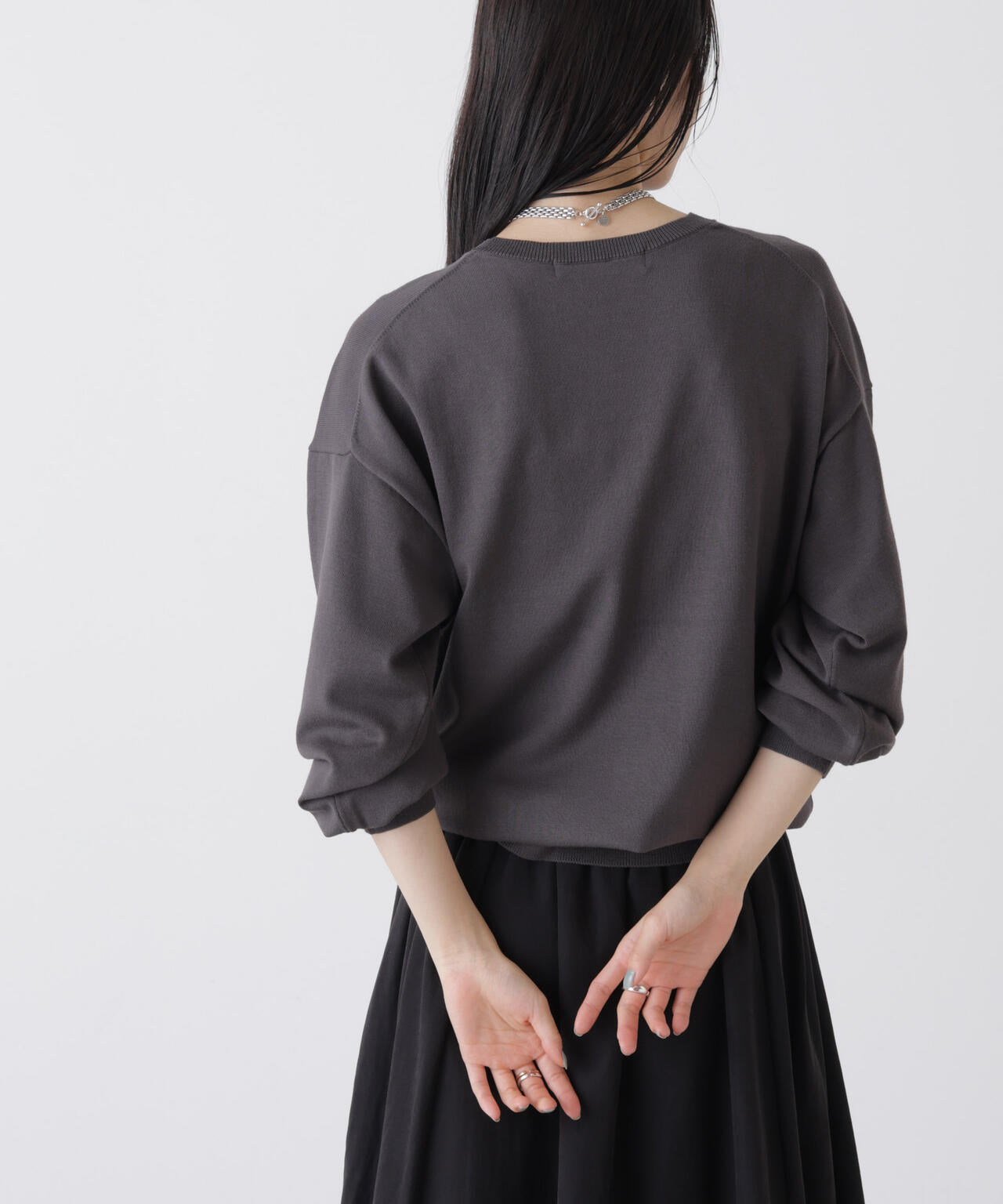 洗濯機洗可バンブーレーヨンニット ワイドクルーネックプルオーバー 6736122309