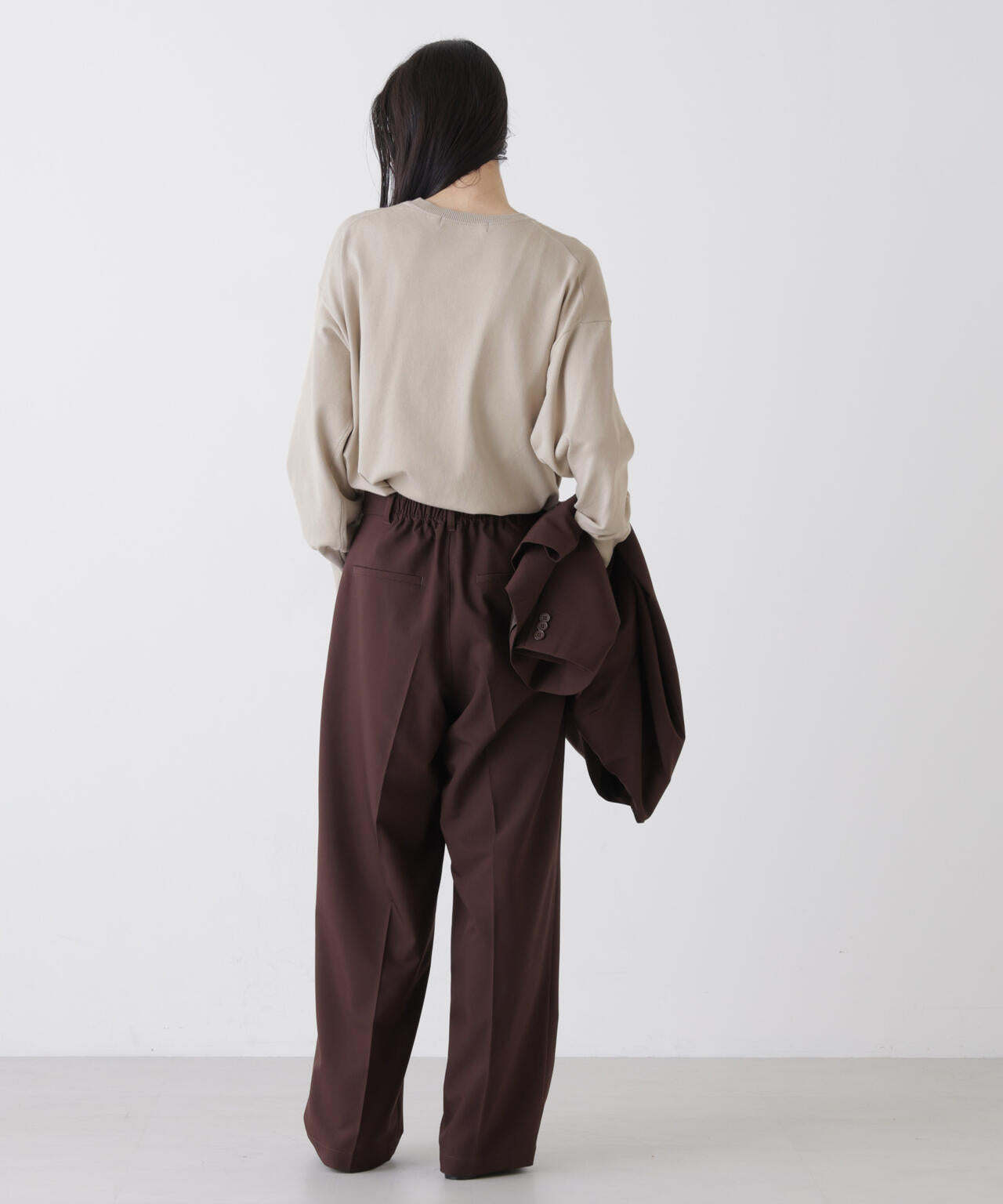 洗濯機洗可バンブーレーヨンニット ワイドクルーネックプルオーバー 6736122309