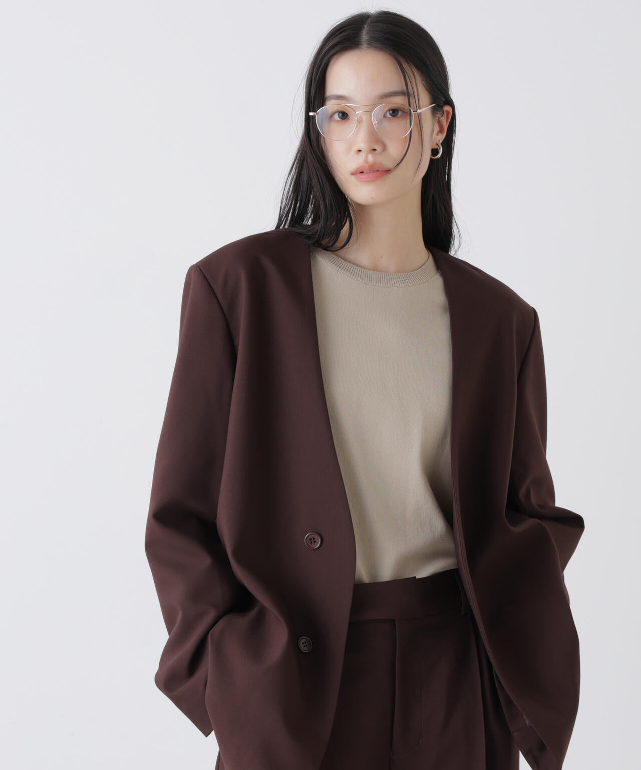 洗濯機洗可バンブーレーヨンニット ワイドクルーネックプルオーバー 6736122309