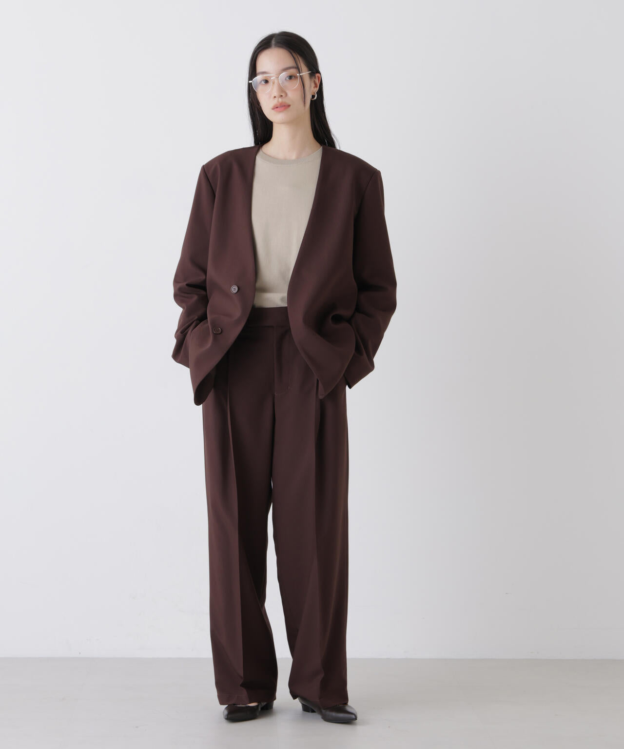 洗濯機洗可バンブーレーヨンニット ワイドクルーネックプルオーバー 6736122309