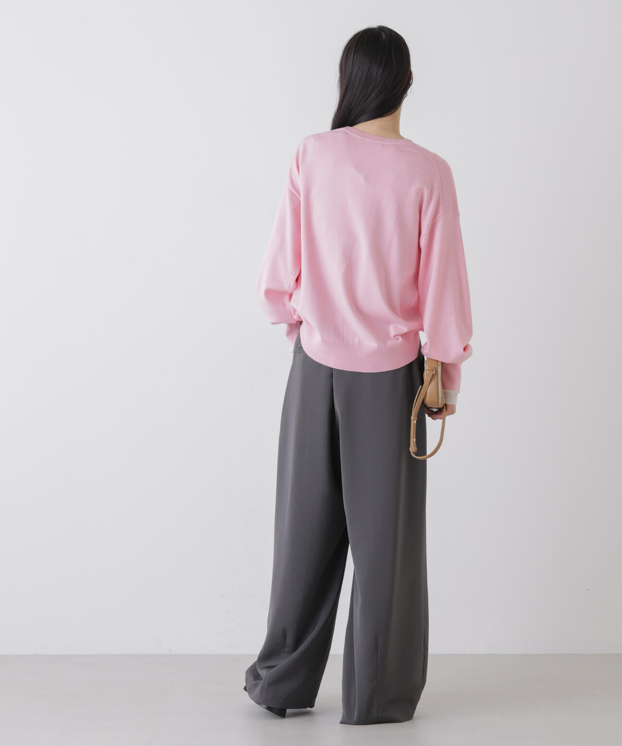 洗濯機洗可バンブーレーヨンニット ワイドクルーネックプルオーバー 6736122309