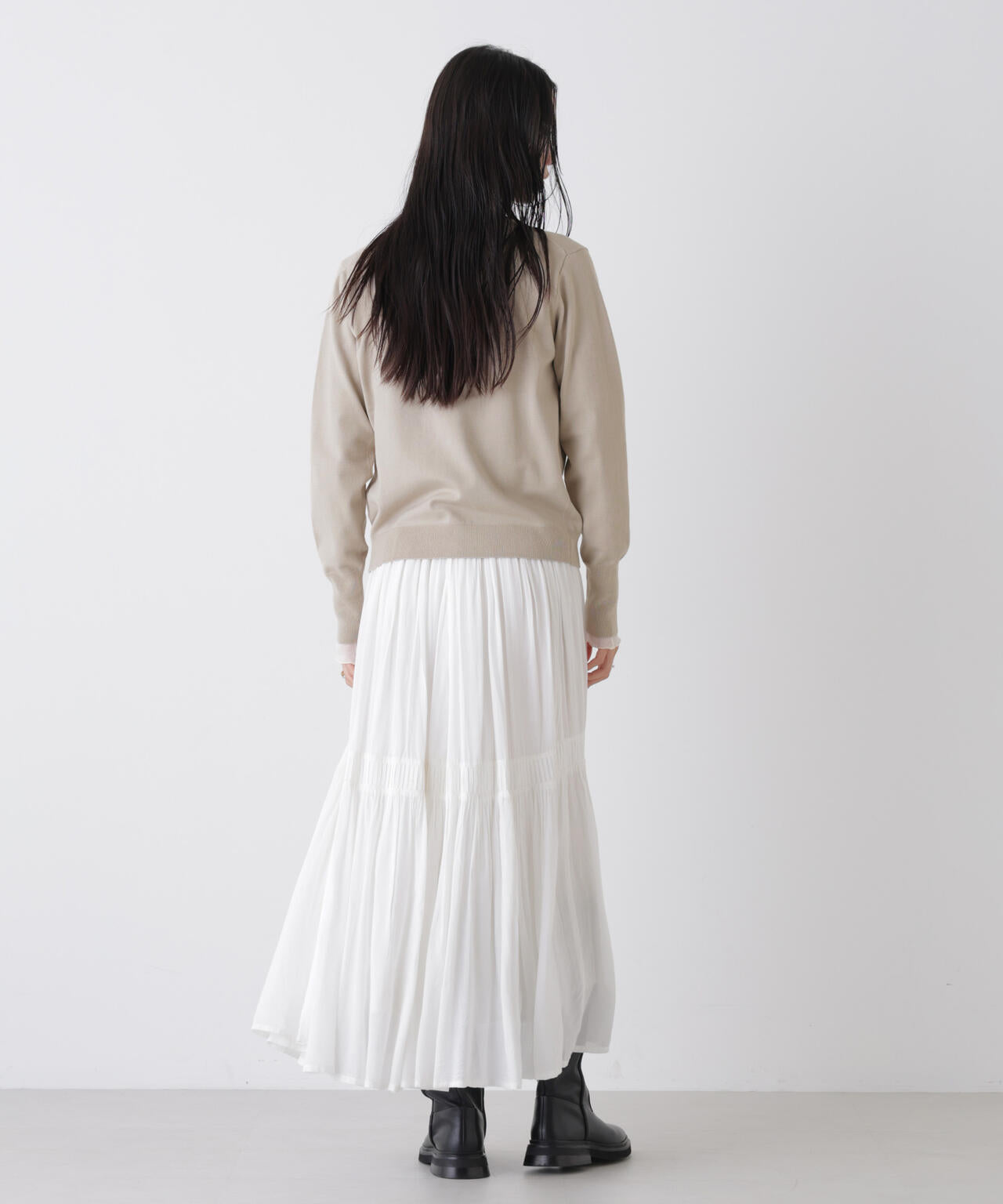 洗濯機洗可バンブーレーヨンニット パールボタンカーディガン 6736122310