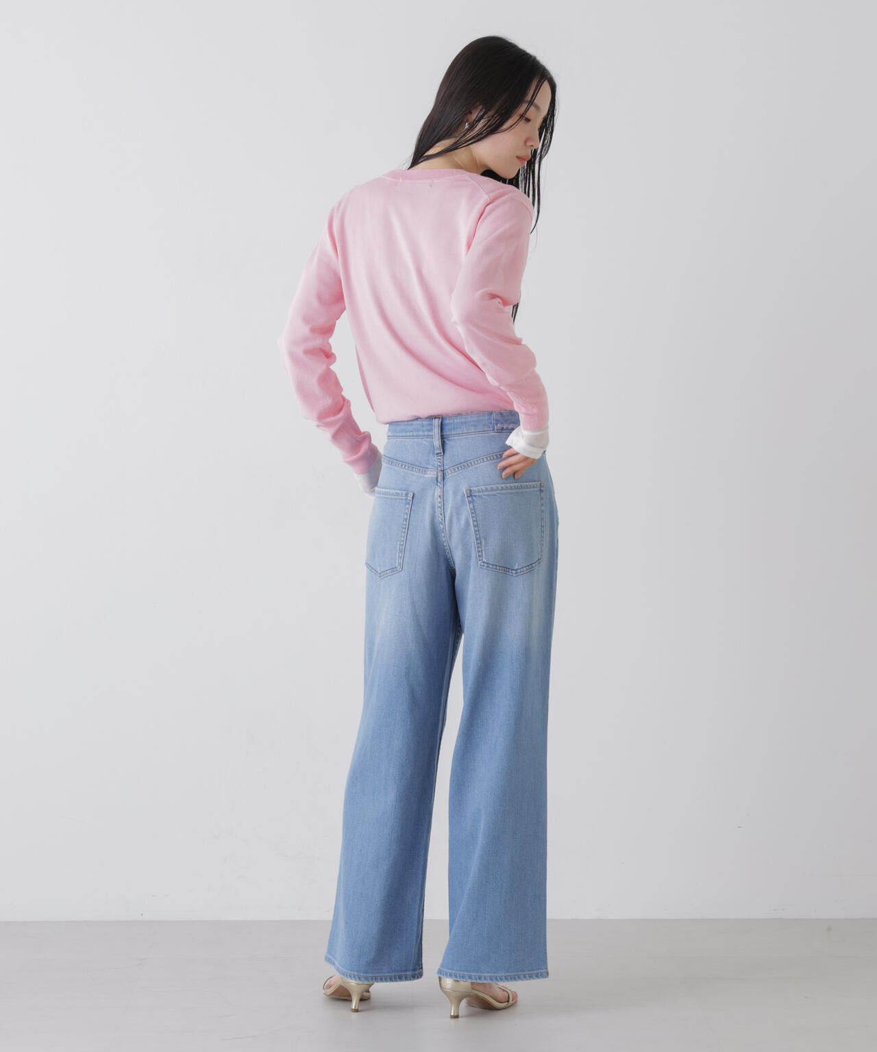 洗濯機洗可バンブーレーヨンニット パールボタンカーディガン 6736122310