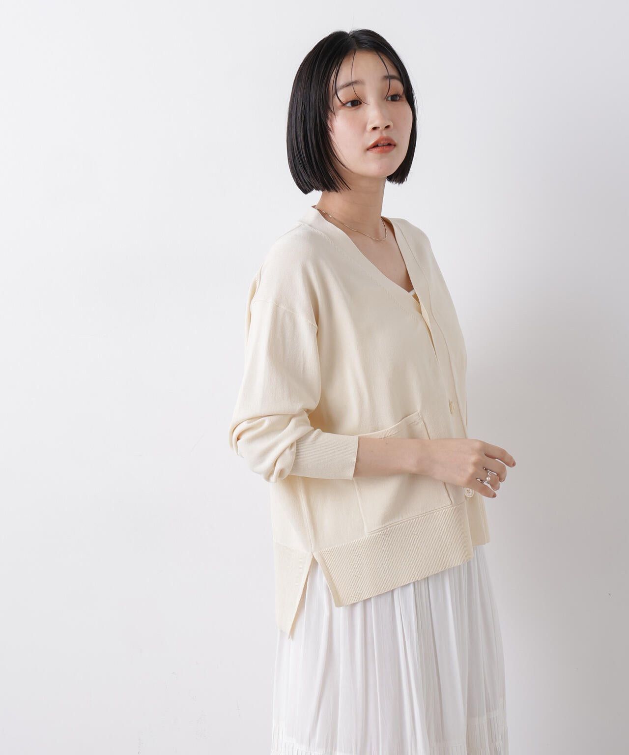 洗濯機洗い可UVカット接触冷感Vネックカーディガン 6736122311