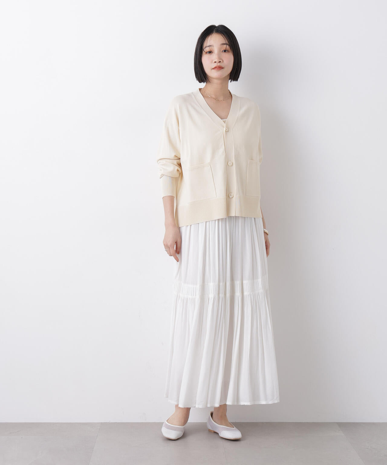 洗濯機洗い可UVカット接触冷感Vネックカーディガン 6736122311