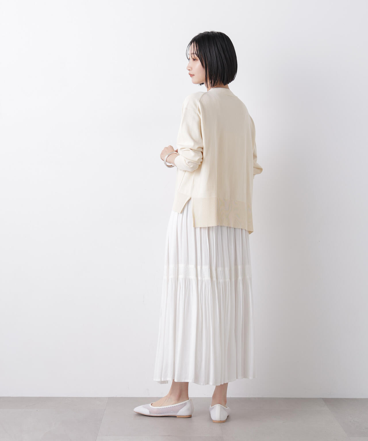 洗濯機洗い可UVカット接触冷感Vネックカーディガン 6736122311