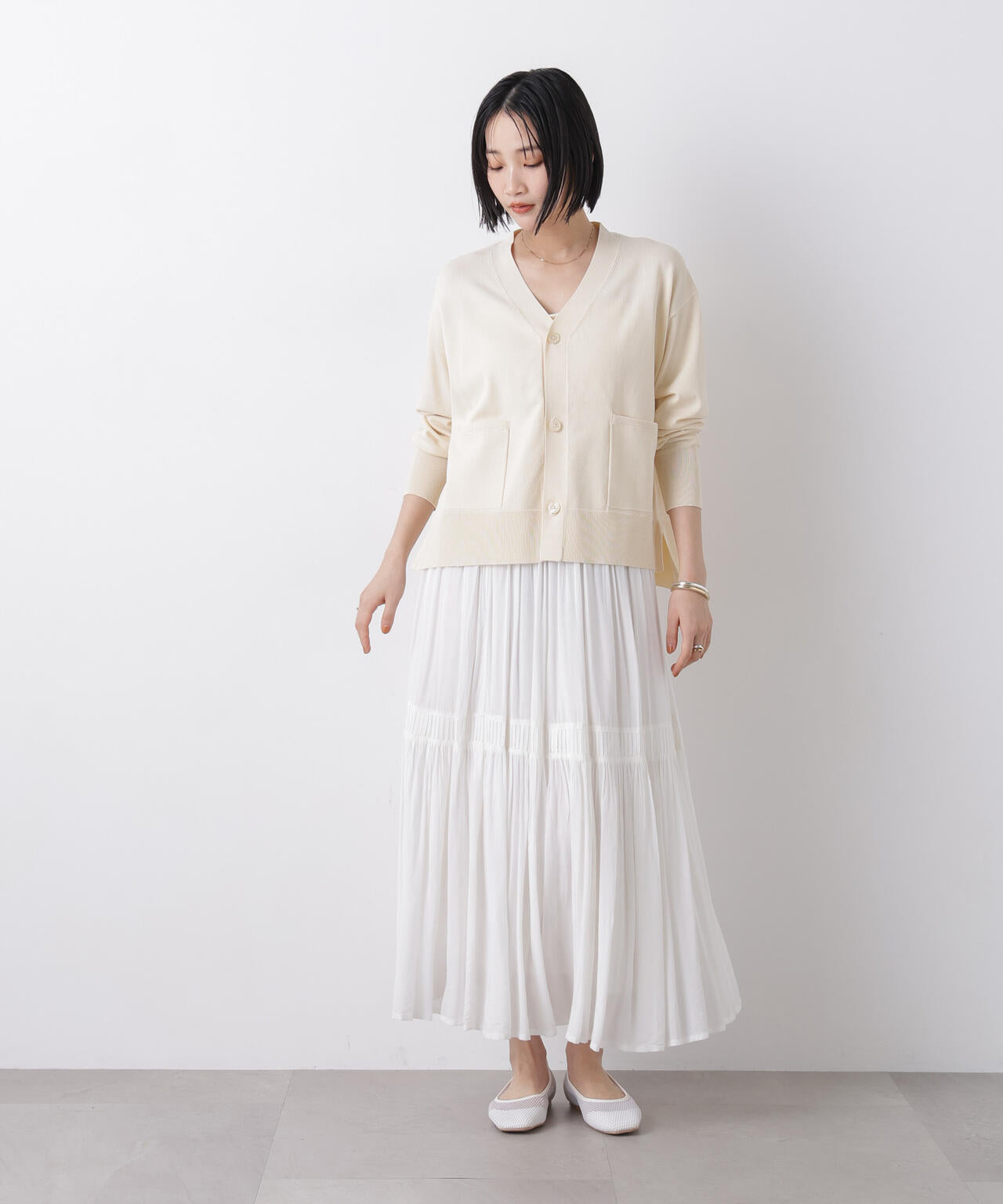 洗濯機洗い可UVカット接触冷感Vネックカーディガン 6736122311