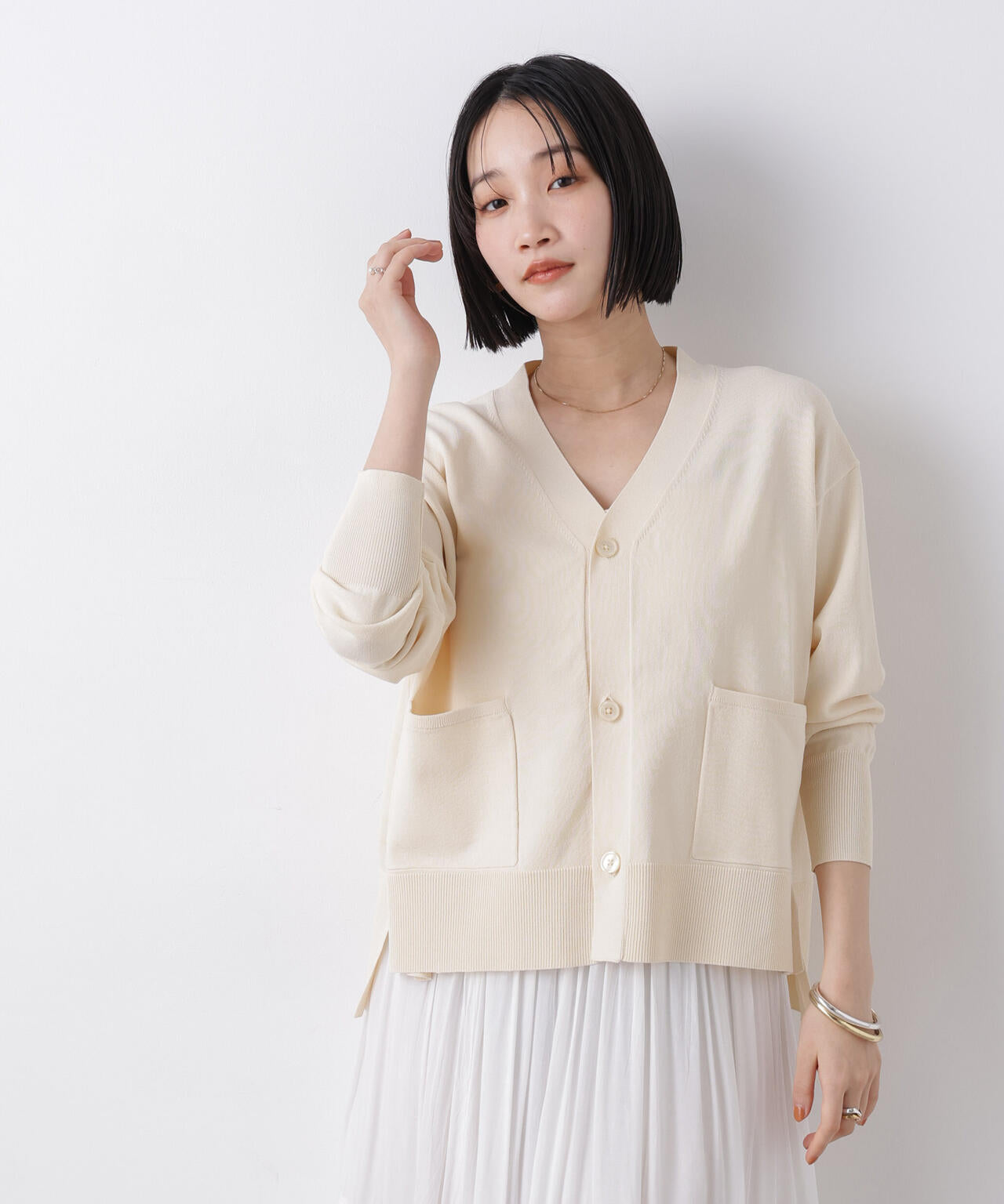 洗濯機洗い可UVカット接触冷感Vネックカーディガン