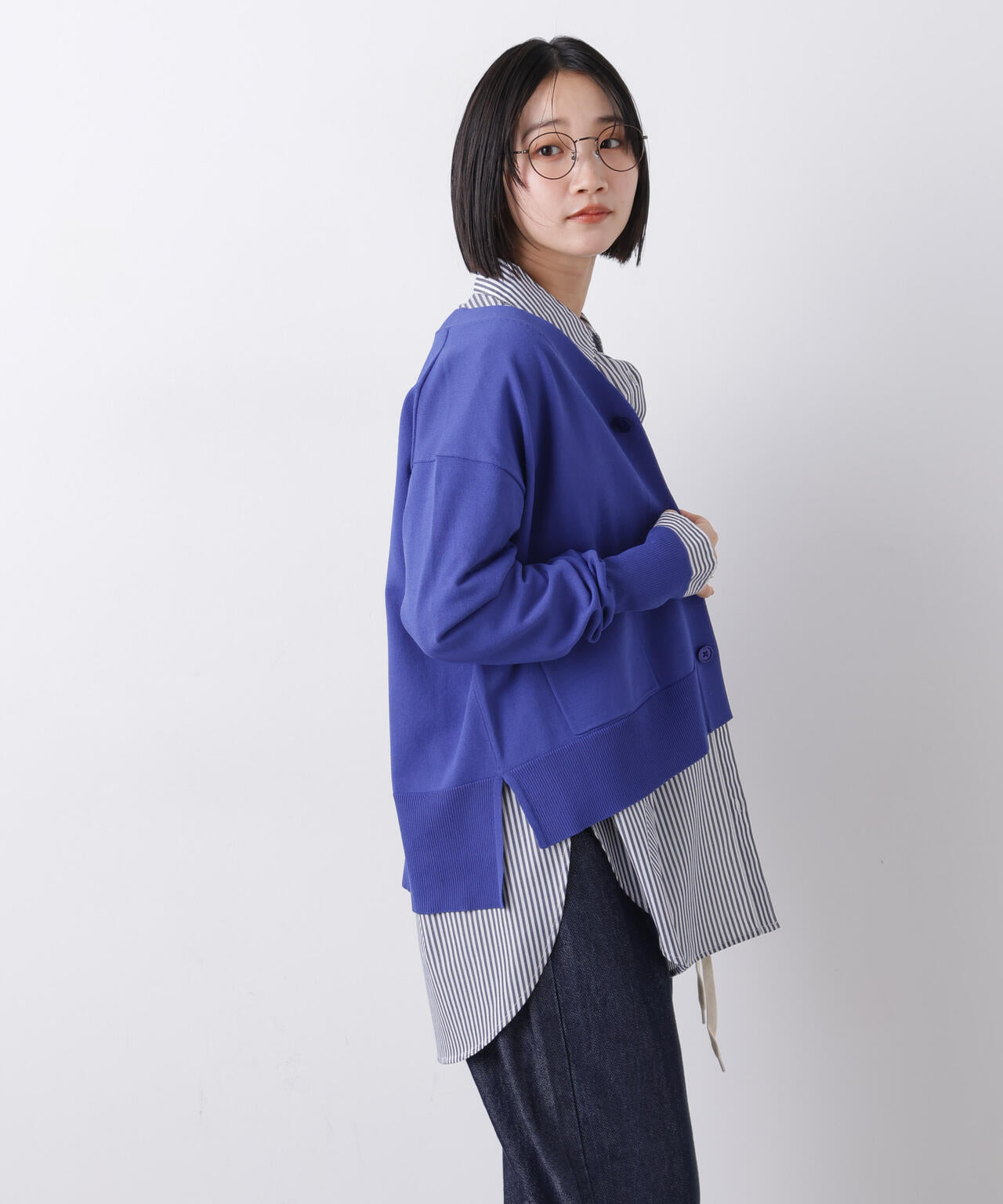 洗濯機洗い可UVカット接触冷感Vネックカーディガン 6736122311