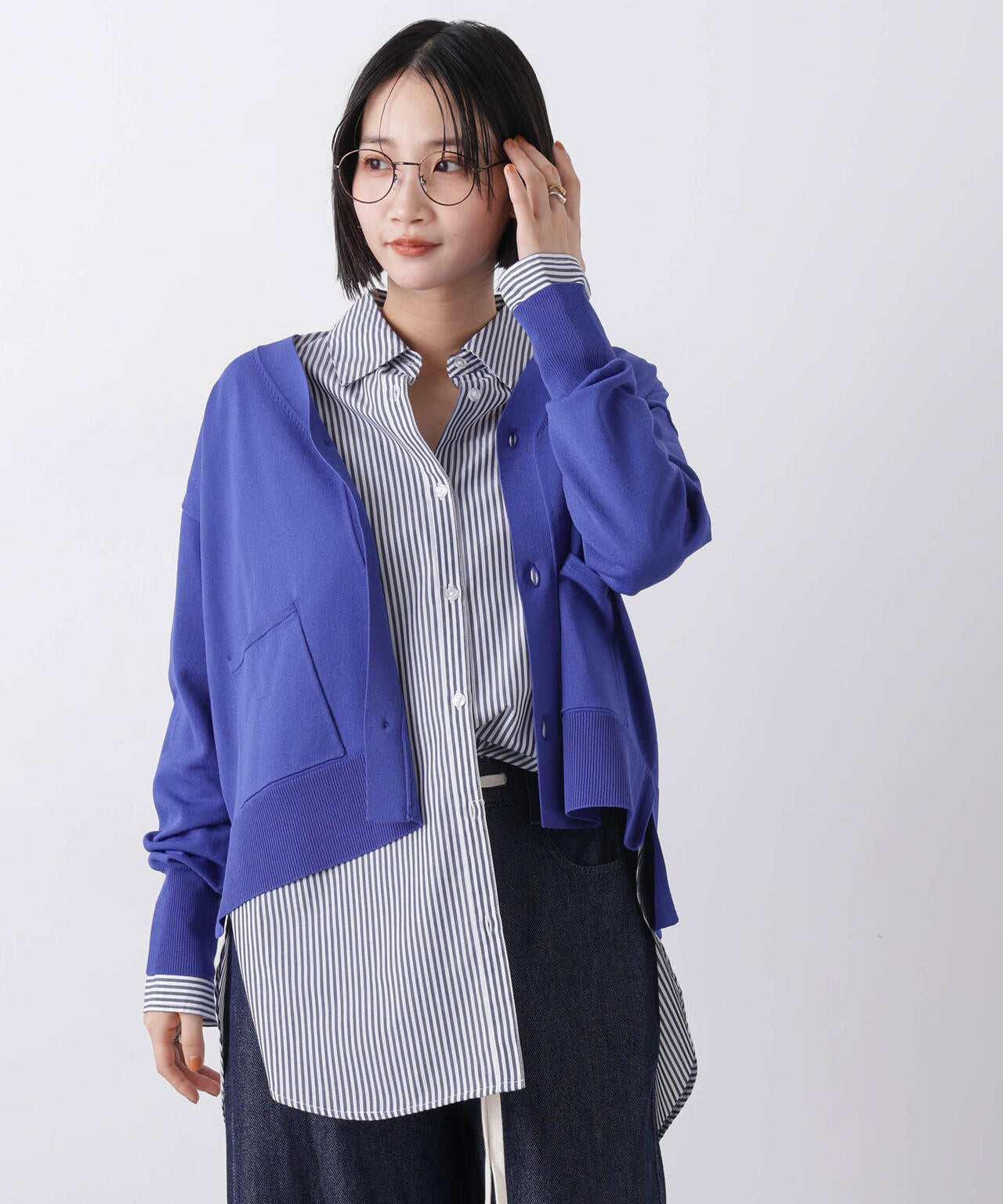 洗濯機洗い可UVカット接触冷感Vネックカーディガン 6736122311