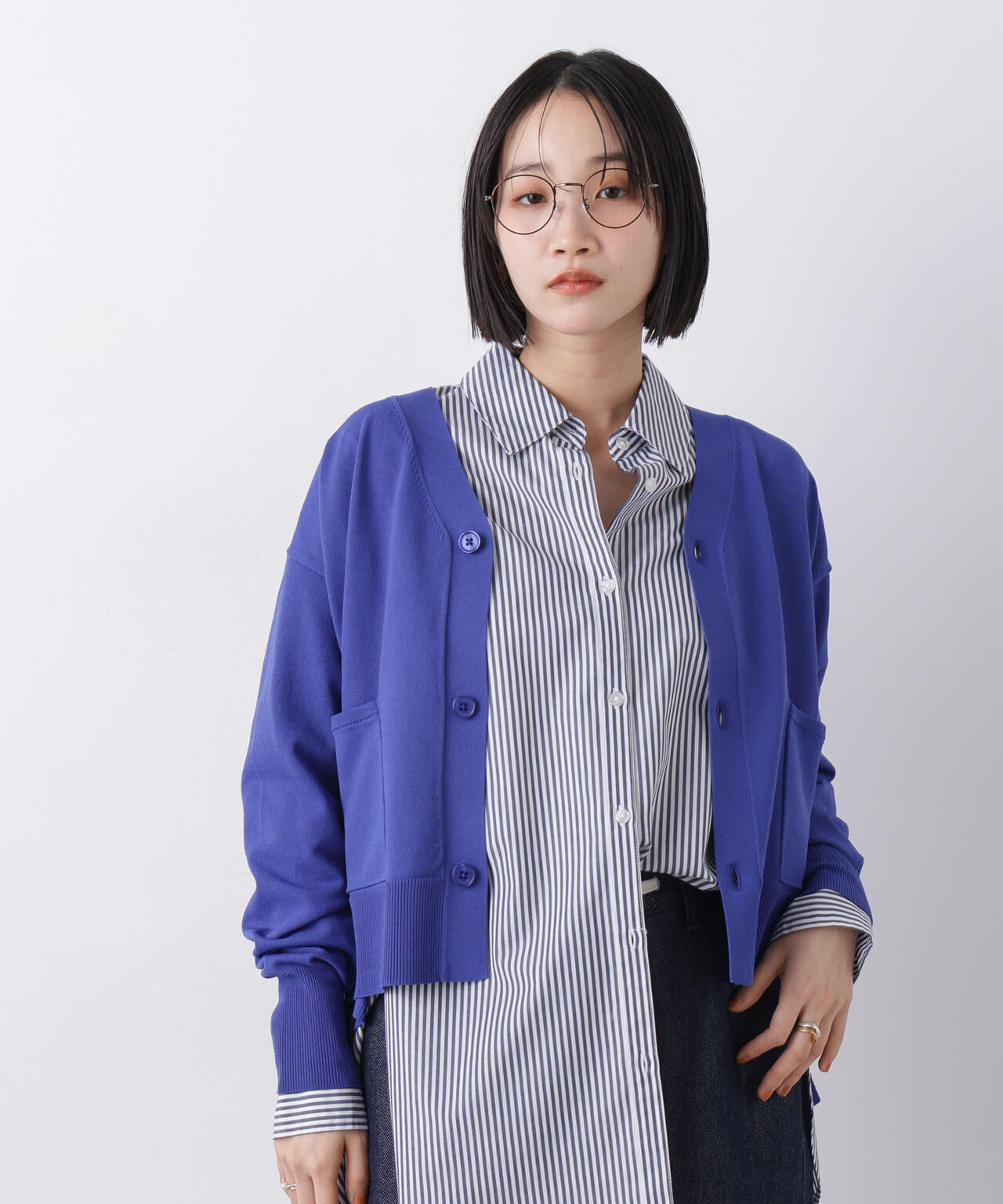 洗濯機洗い可UVカット接触冷感Vネックカーディガン 6736122311