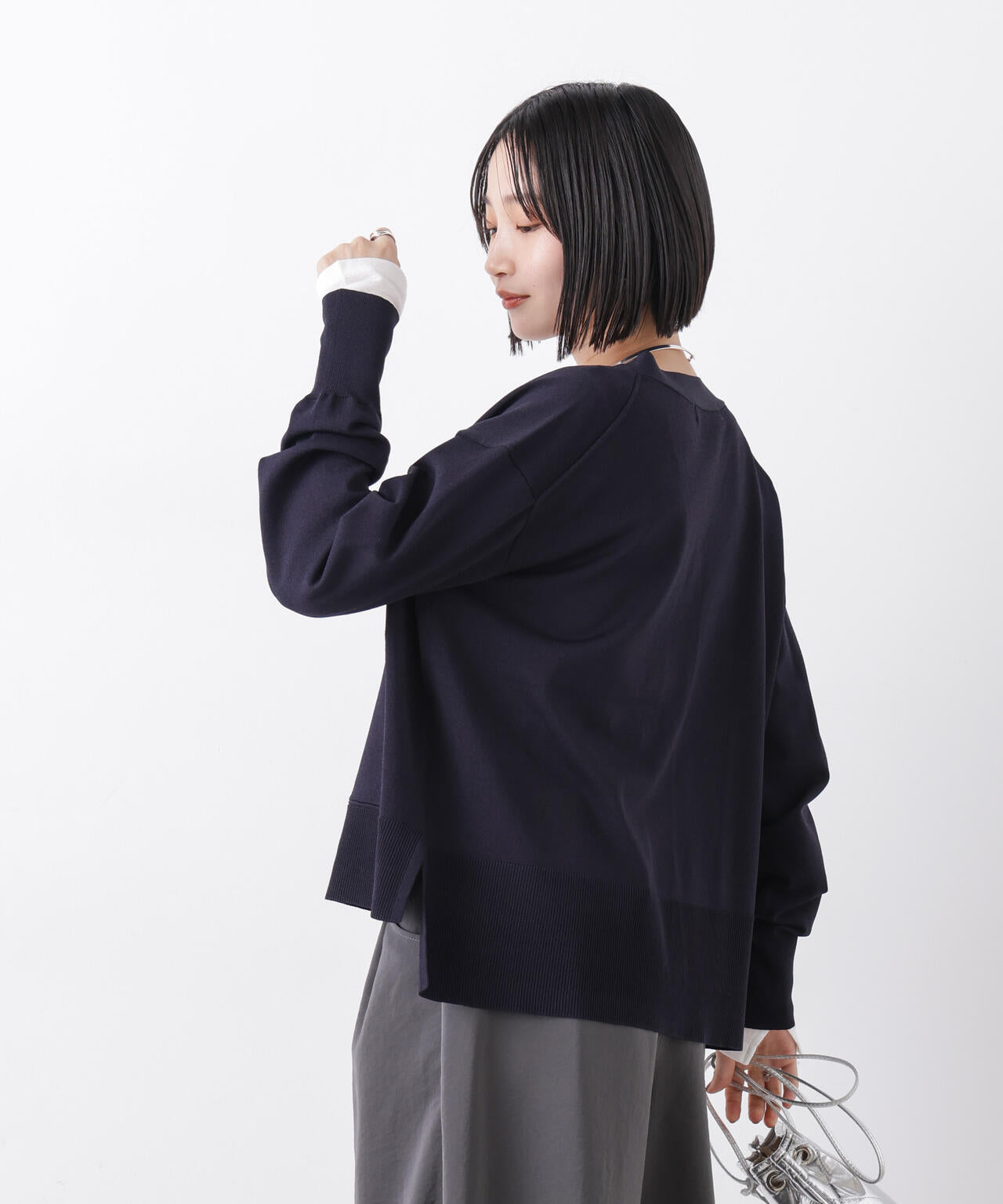 洗濯機洗い可UVカット接触冷感Vネックカーディガン 6736122311