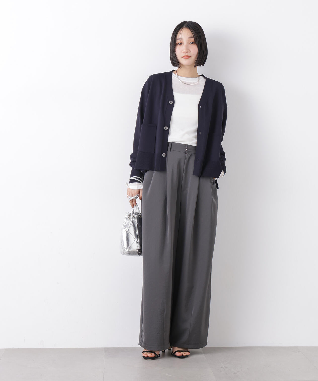 洗濯機洗い可UVカット接触冷感Vネックカーディガン 6736122311