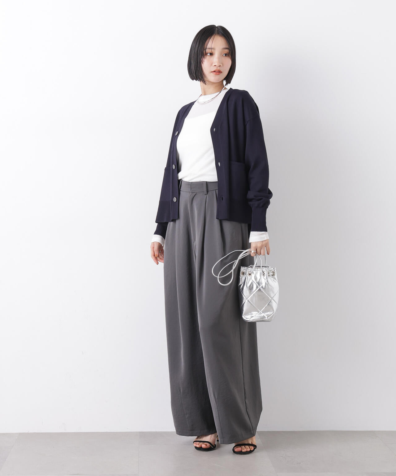 洗濯機洗い可UVカット接触冷感Vネックカーディガン 6736122311