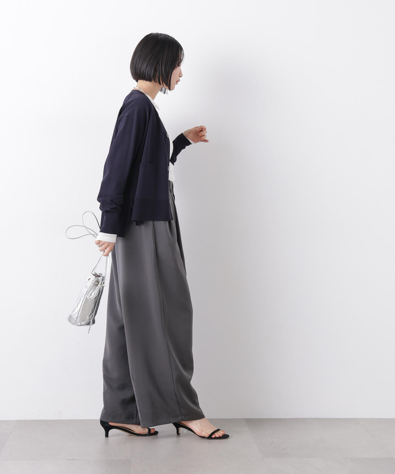 洗濯機洗い可UVカット接触冷感Vネックカーディガン 6736122311