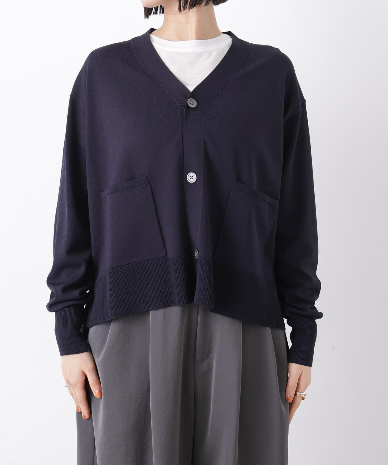 洗濯機洗い可UVカット接触冷感Vネックカーディガン 6736122311