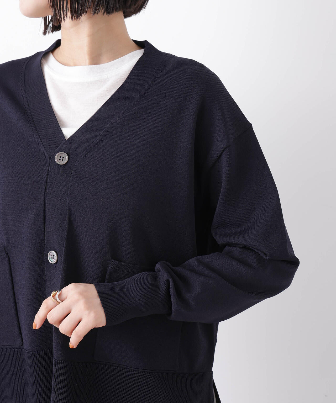 洗濯機洗い可UVカット接触冷感Vネックカーディガン 6736122311