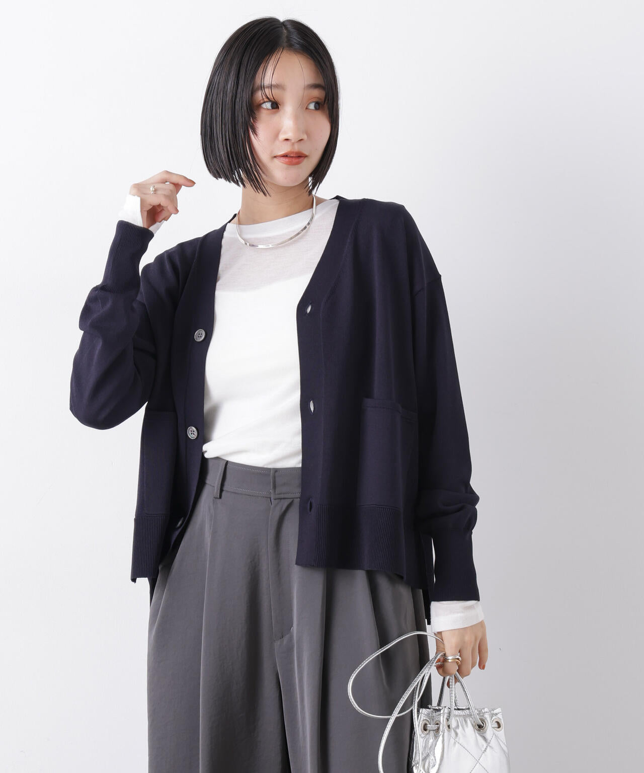 洗濯機洗い可UVカット接触冷感Vネックカーディガン