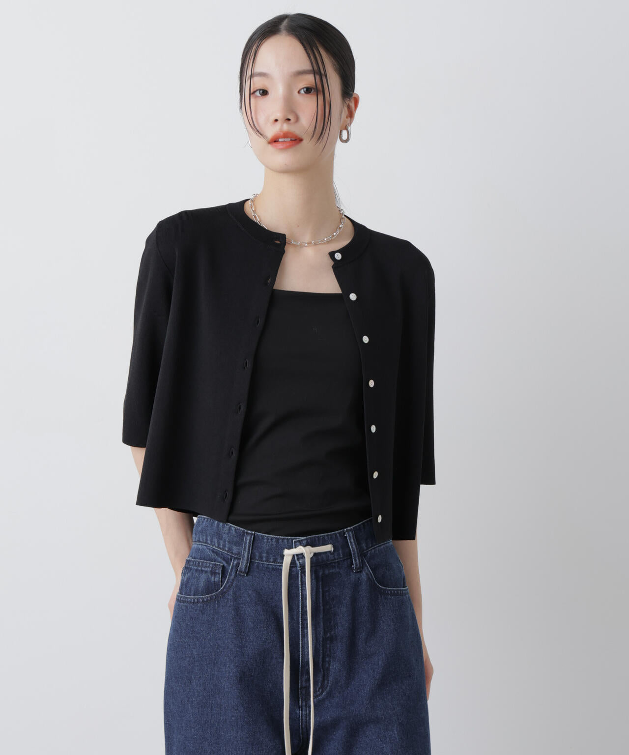 洗濯機洗い可UVカット接触冷感半袖カーディガン 6736122312