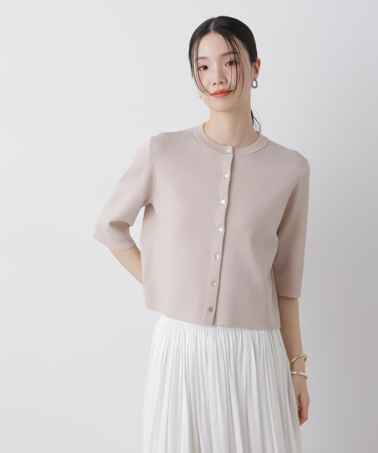 洗濯機洗い可UVカット接触冷感半袖カーディガン 6736122312