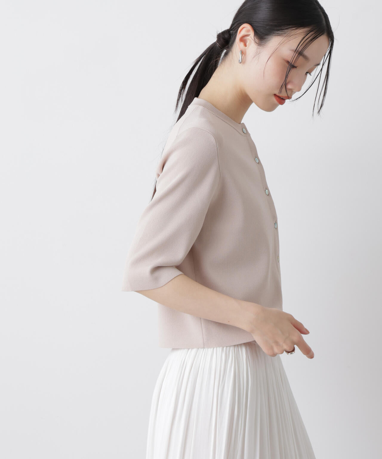 洗濯機洗い可UVカット接触冷感半袖カーディガン 6736122312