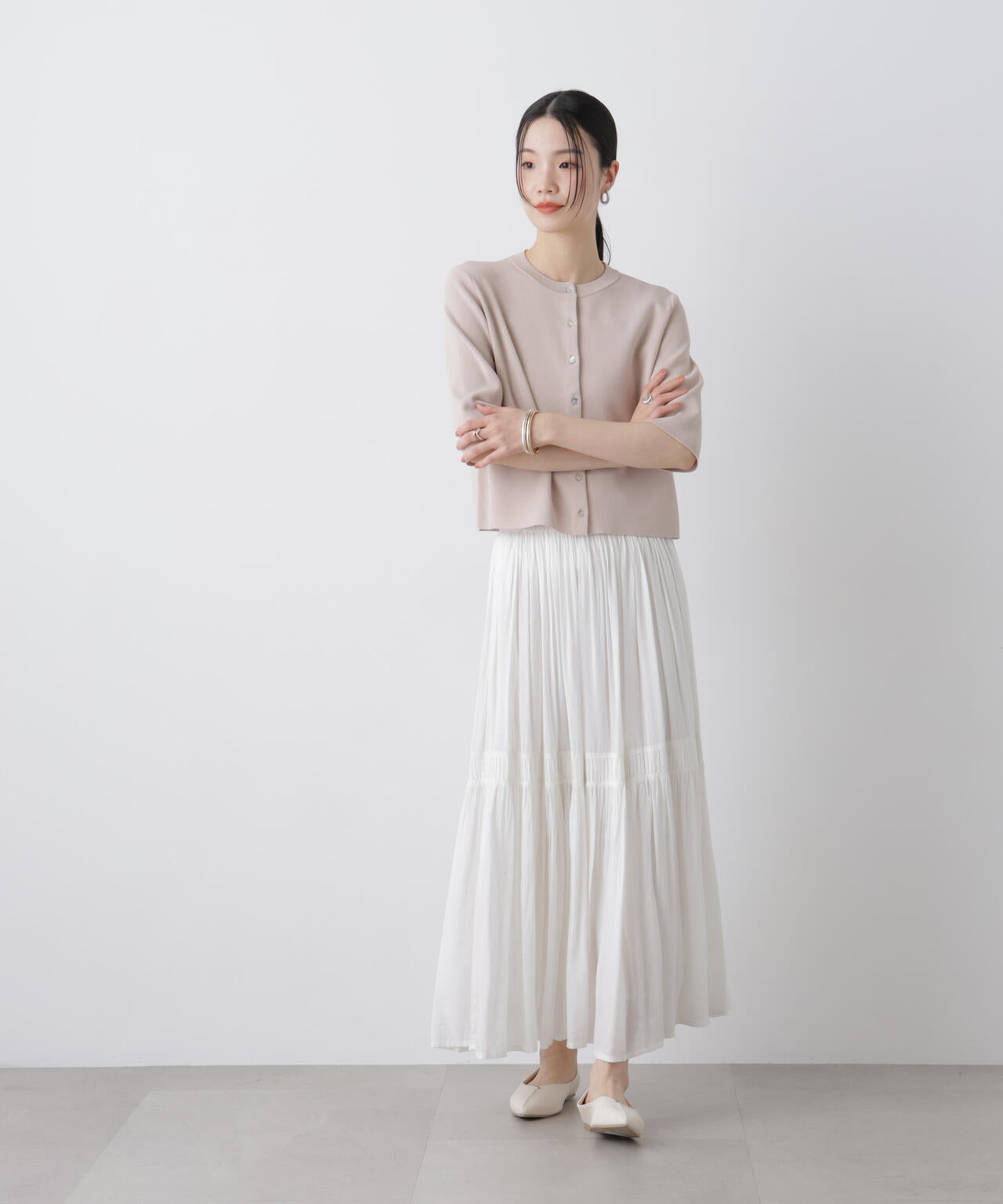 洗濯機洗い可UVカット接触冷感半袖カーディガン 6736122312