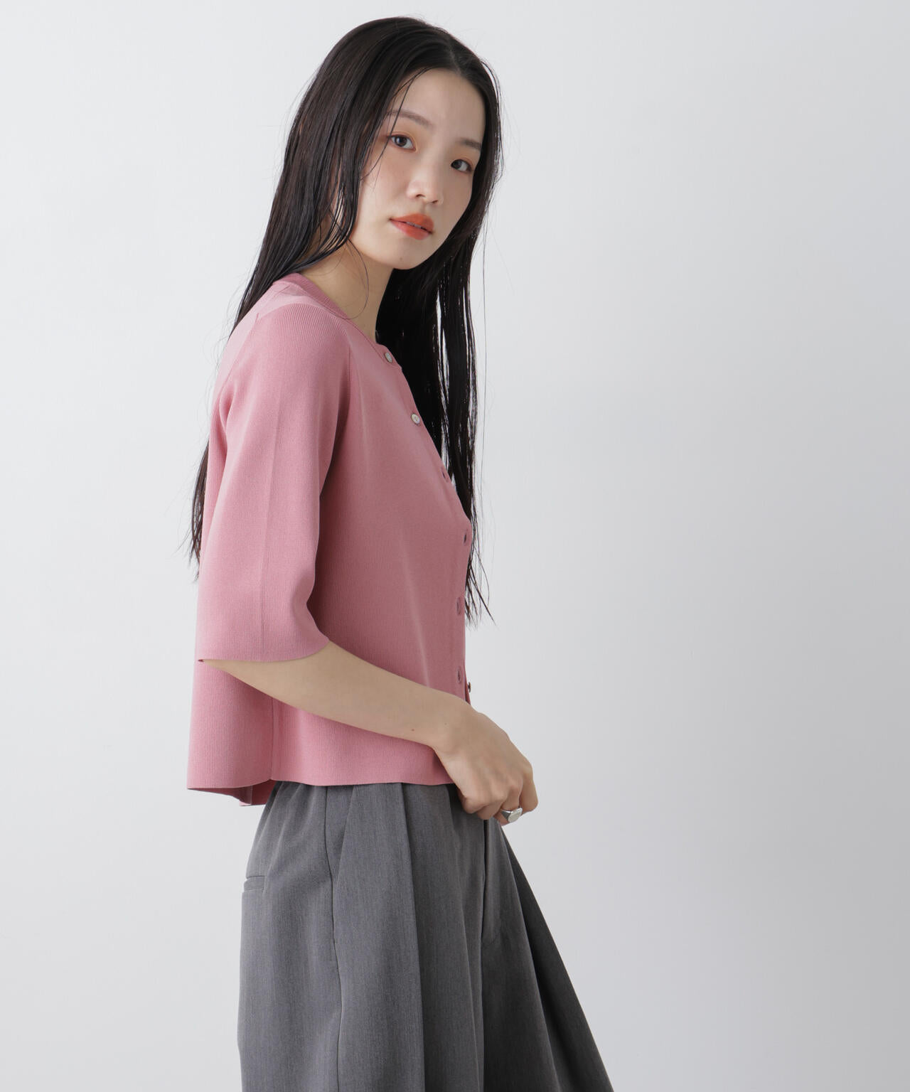 洗濯機洗い可UVカット接触冷感半袖カーディガン 6736122312