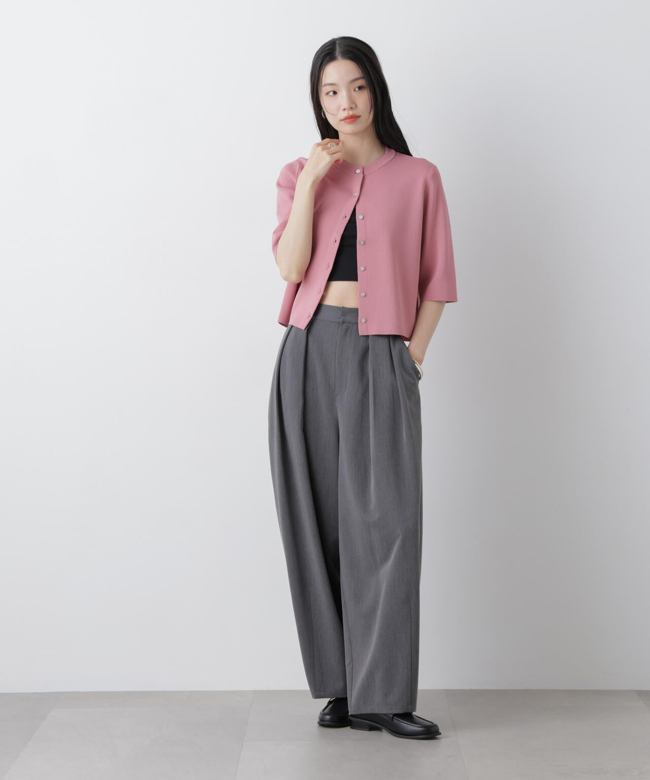 洗濯機洗い可UVカット接触冷感半袖カーディガン 6736122312