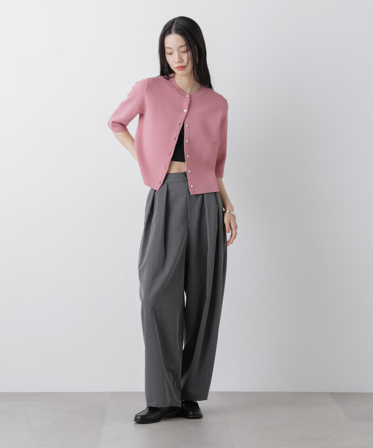 洗濯機洗い可UVカット接触冷感半袖カーディガン 6736122312