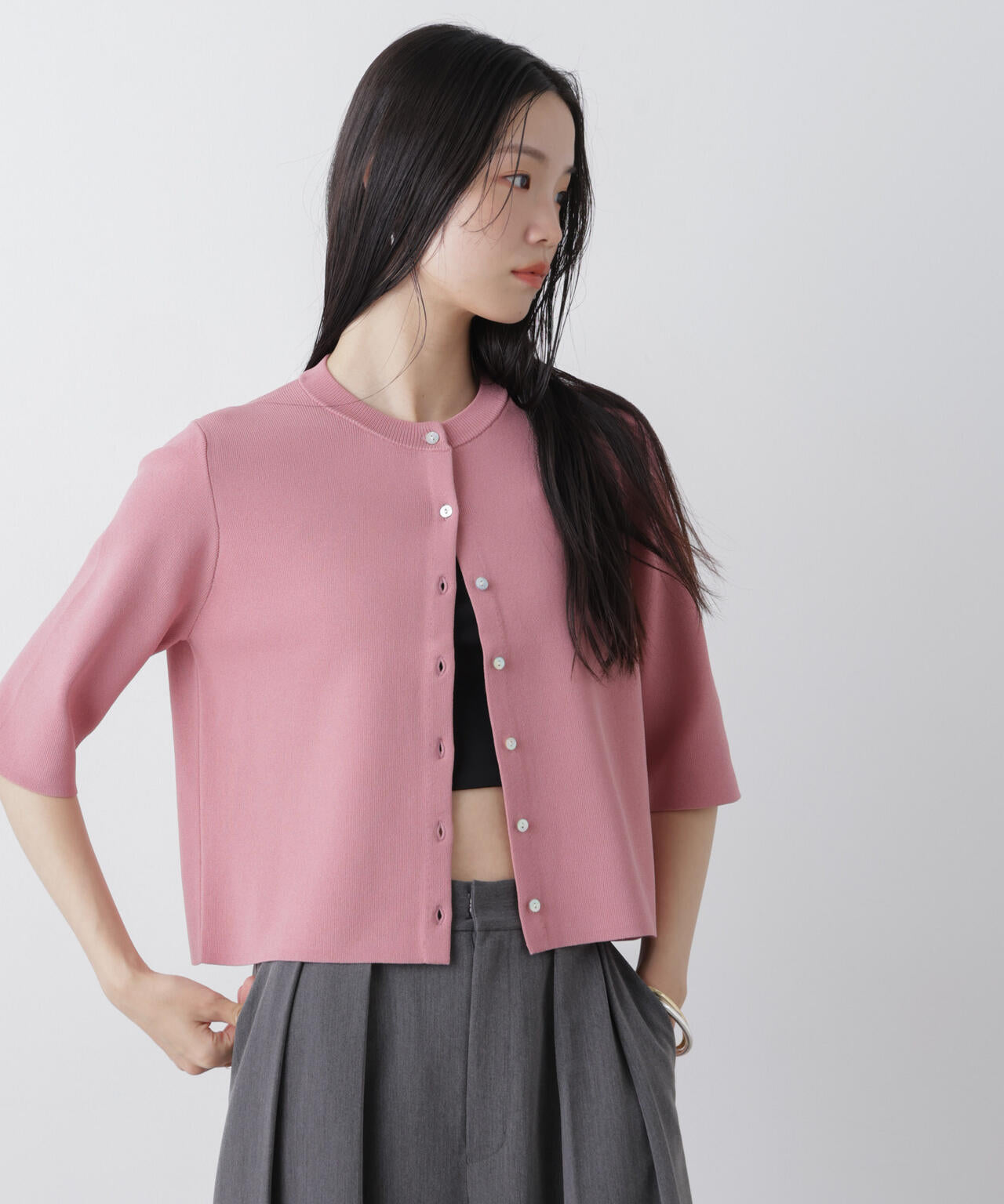 洗濯機洗い可UVカット接触冷感半袖カーディガン