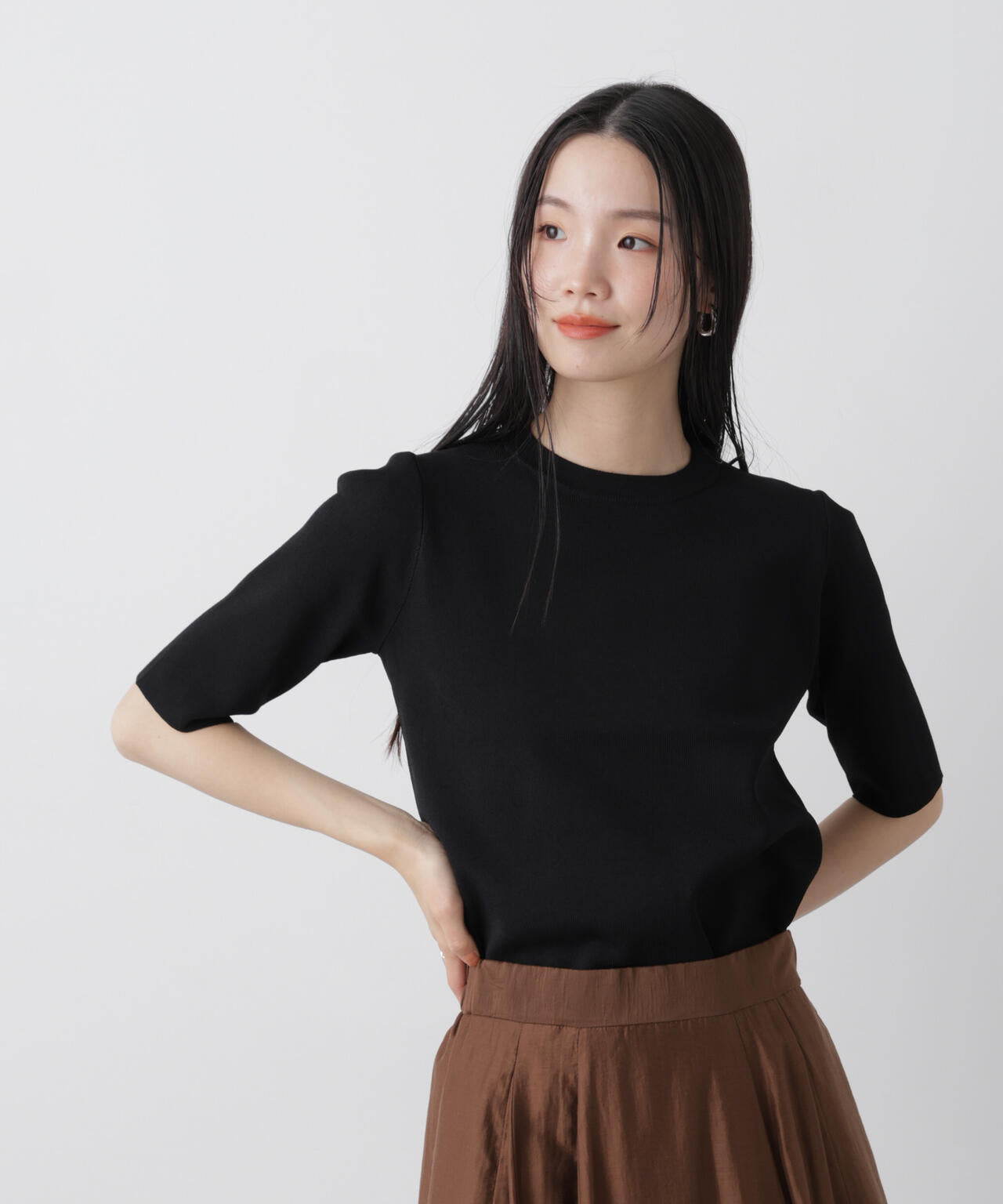 洗濯機洗い可UVカット接触冷感半袖ニット 6736122313