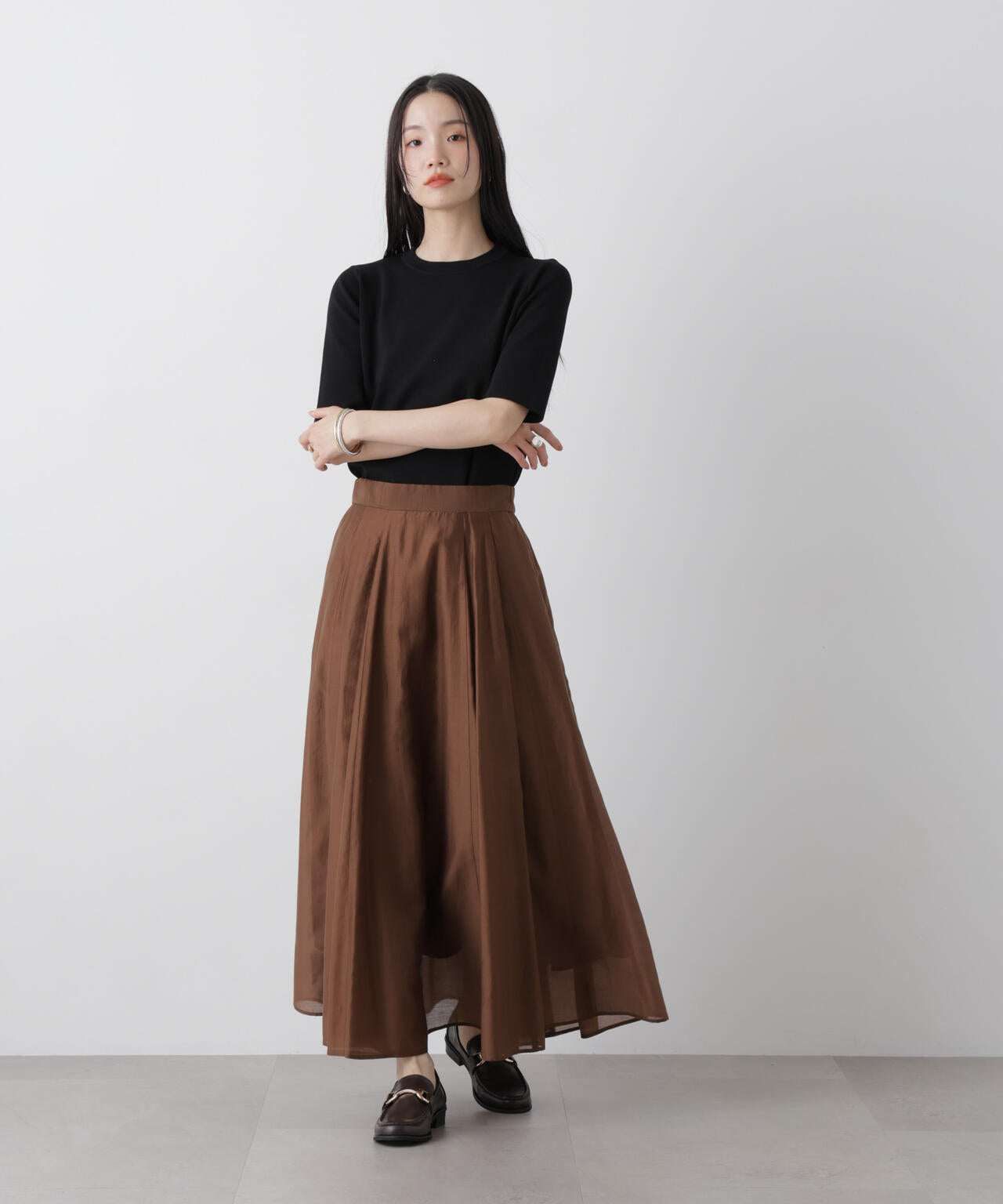 洗濯機洗い可UVカット接触冷感半袖ニット 6736122313