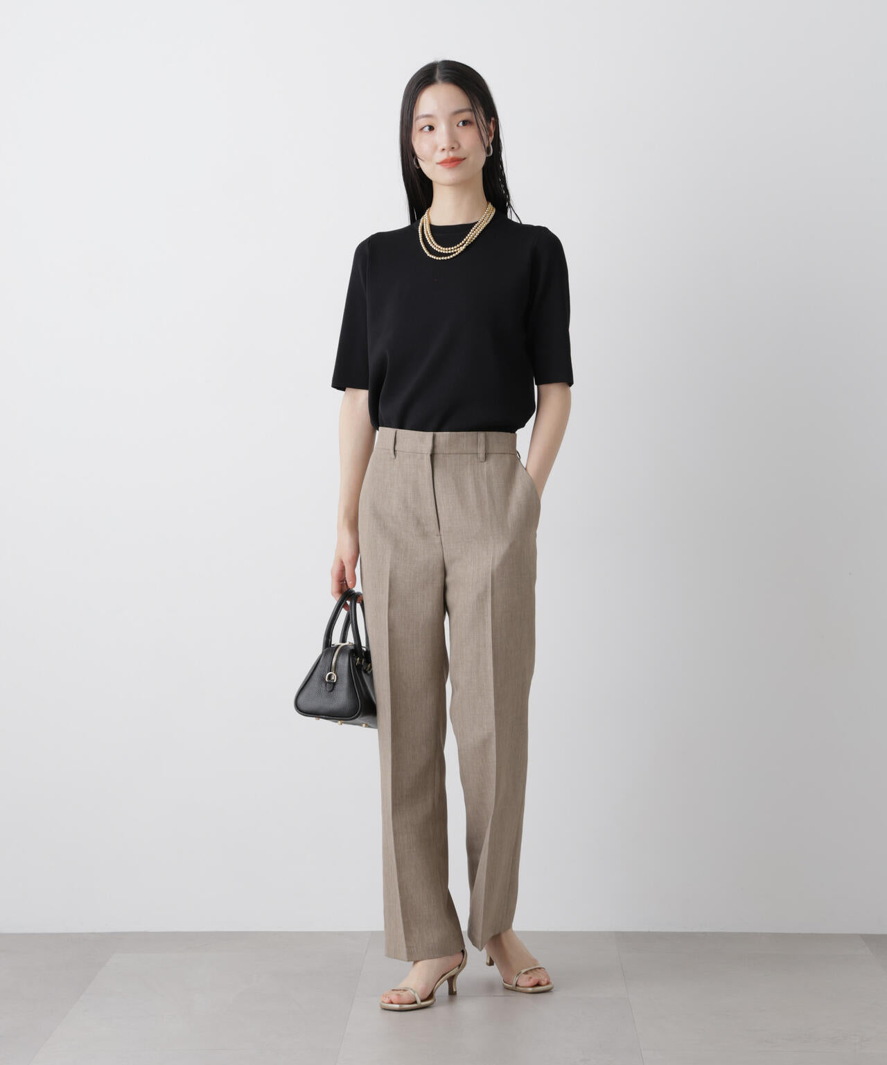 洗濯機洗い可UVカット接触冷感半袖ニット 6736122313