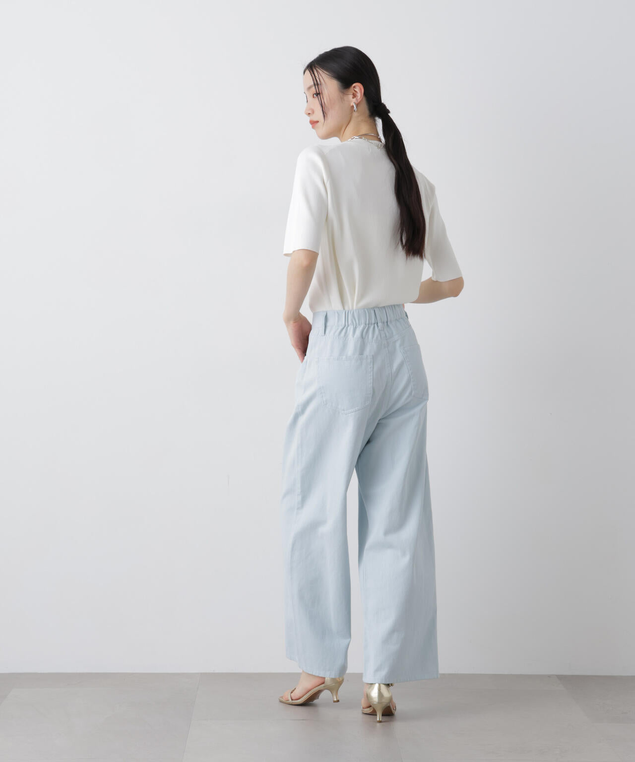 洗濯機洗い可UVカット接触冷感半袖ニット 6736122313