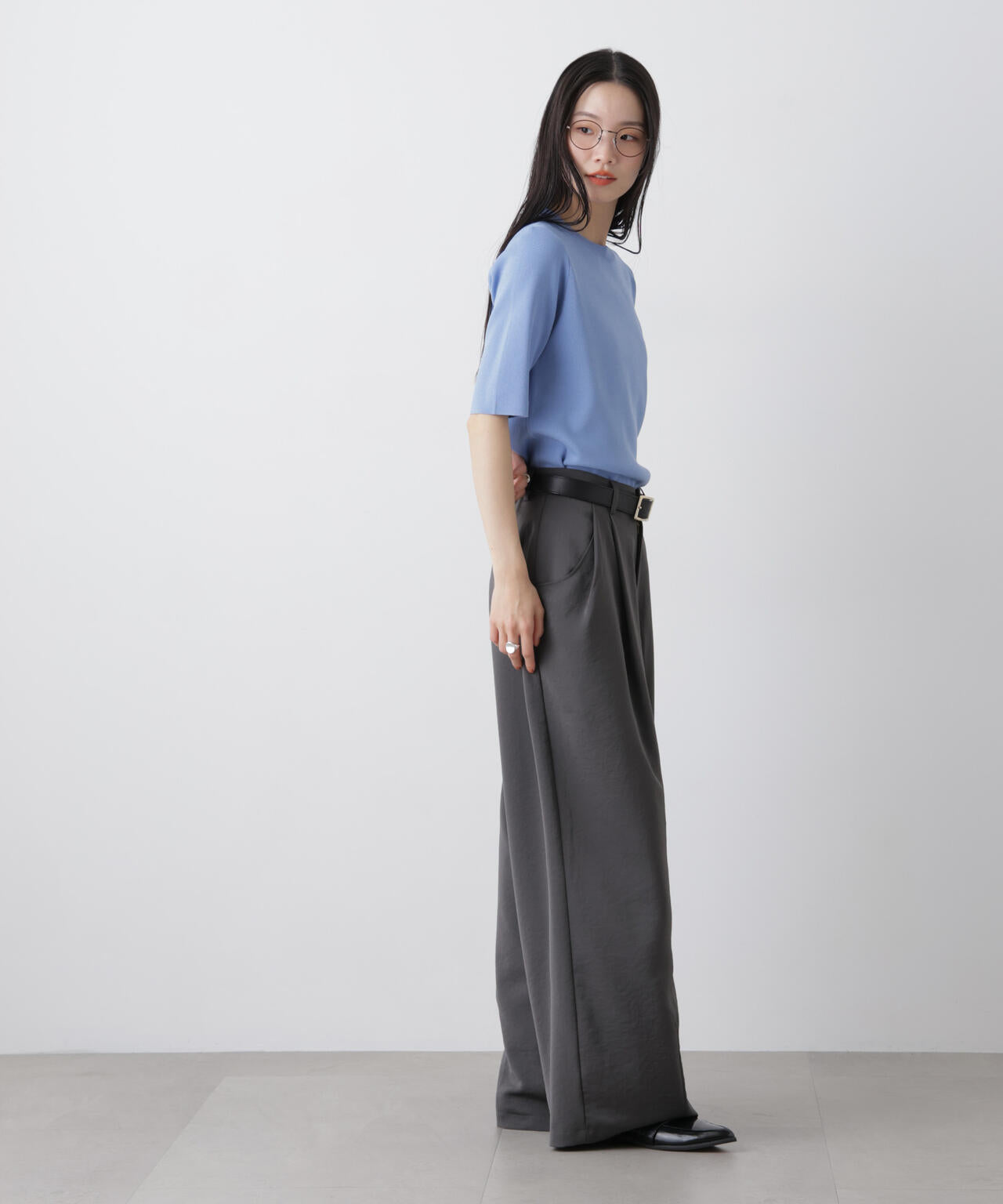 洗濯機洗い可UVカット接触冷感半袖ニット 6736122313