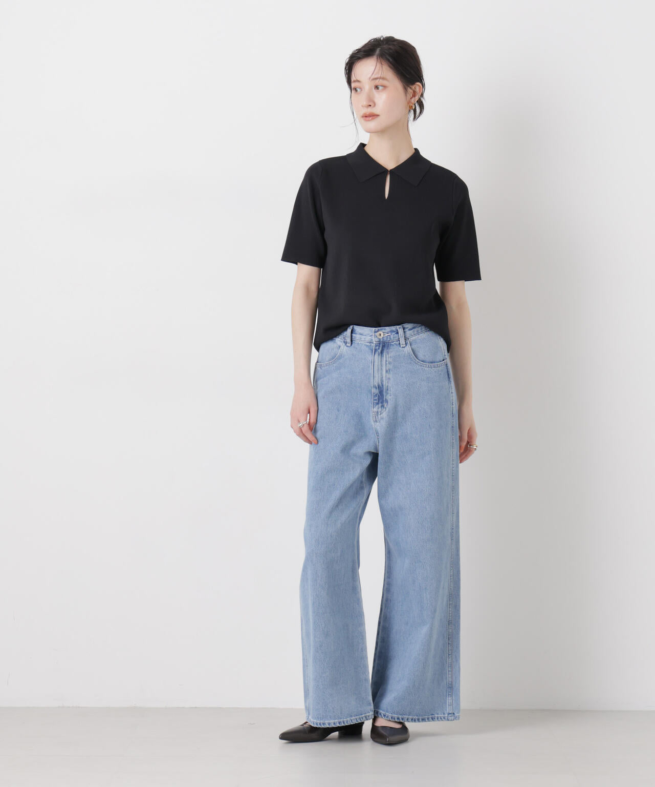 洗濯機洗い可UVカット接触冷感衿付き半袖ポロニット 6736122314