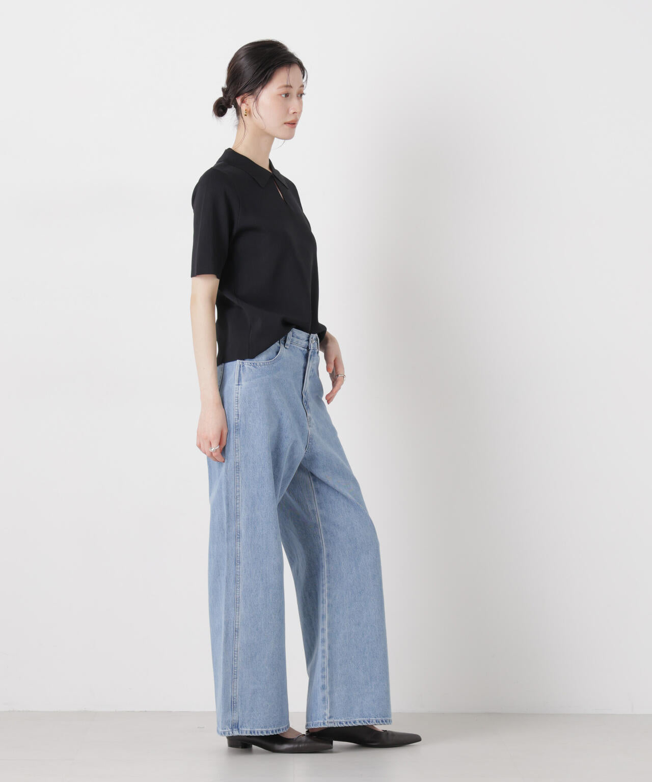 洗濯機洗い可UVカット接触冷感衿付き半袖ポロニット 6736122314