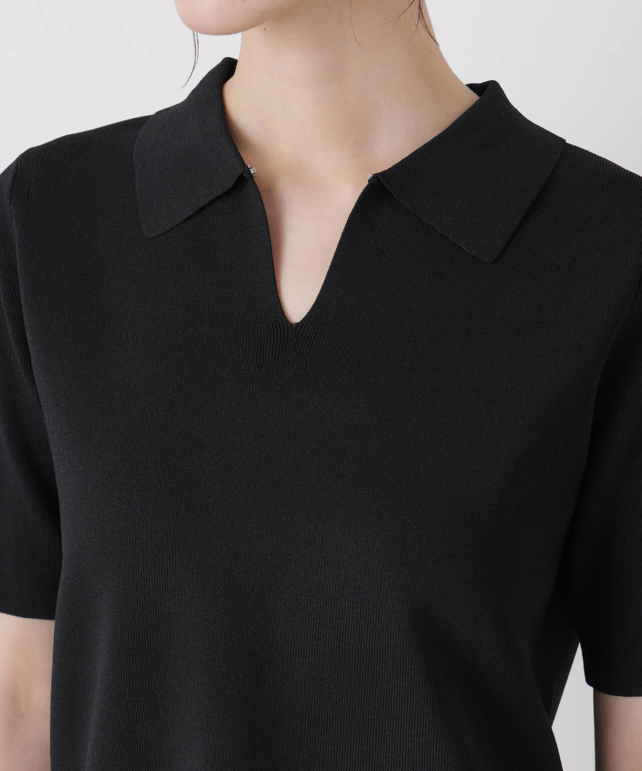 洗濯機洗い可UVカット接触冷感衿付き半袖ポロニット 6736122314