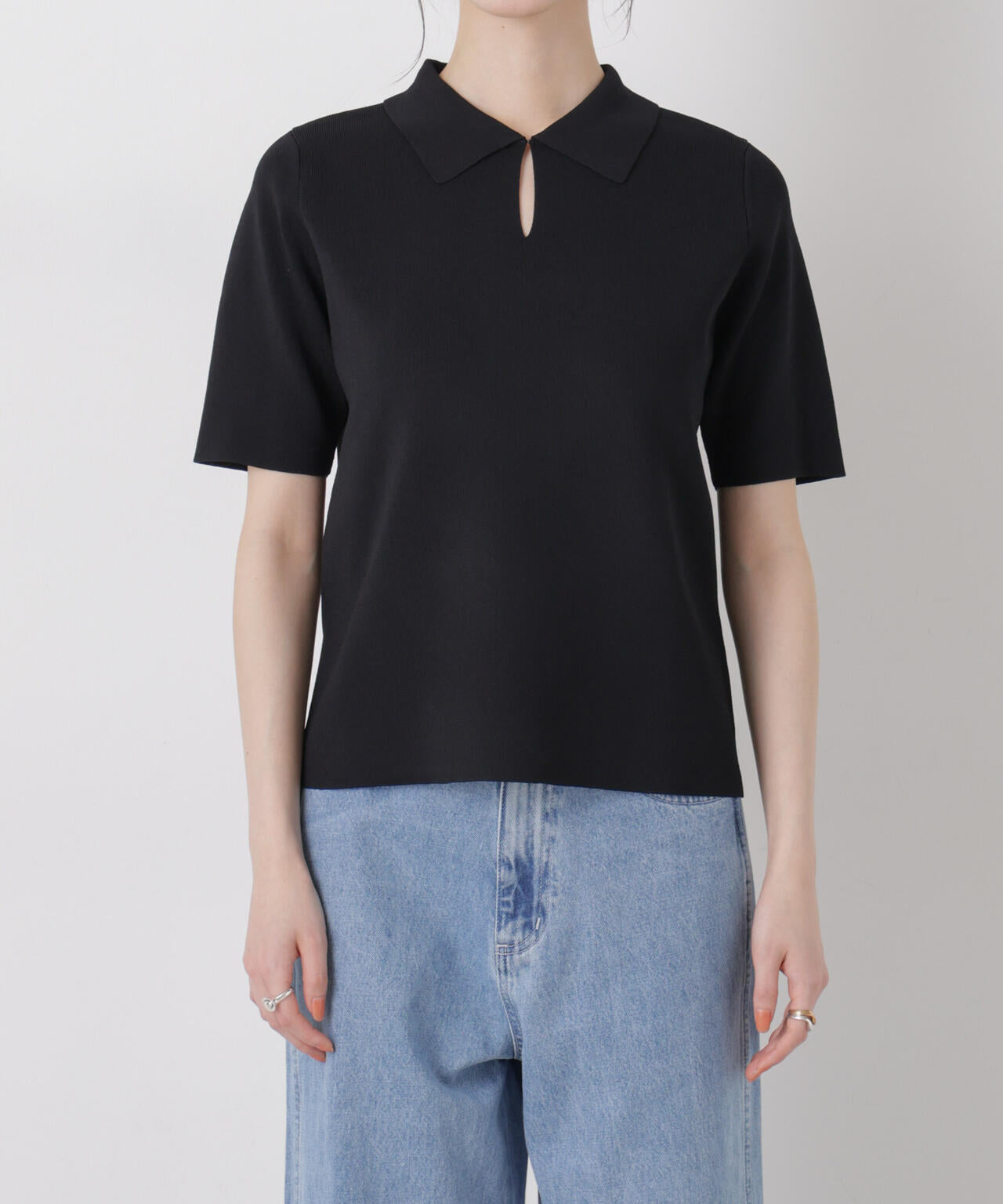 洗濯機洗い可UVカット接触冷感衿付き半袖ポロニット 6736122314