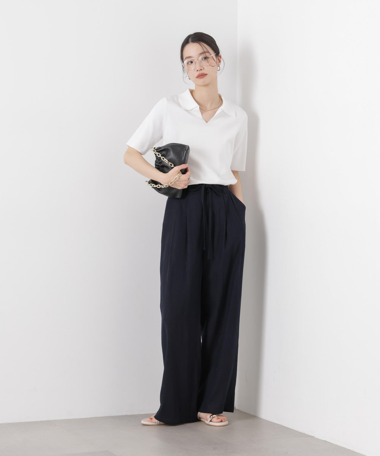 洗濯機洗い可UVカット接触冷感衿付き半袖ポロニット 6736122314