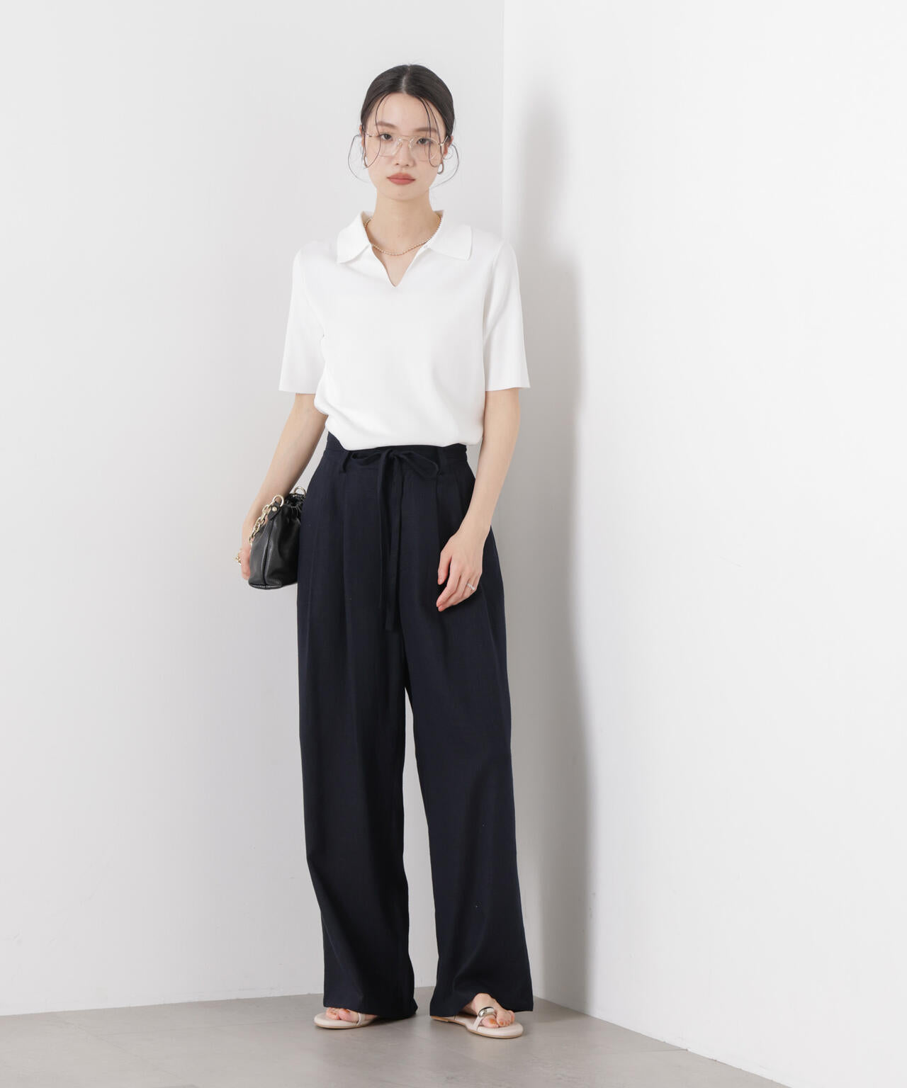 洗濯機洗い可UVカット接触冷感衿付き半袖ポロニット 6736122314