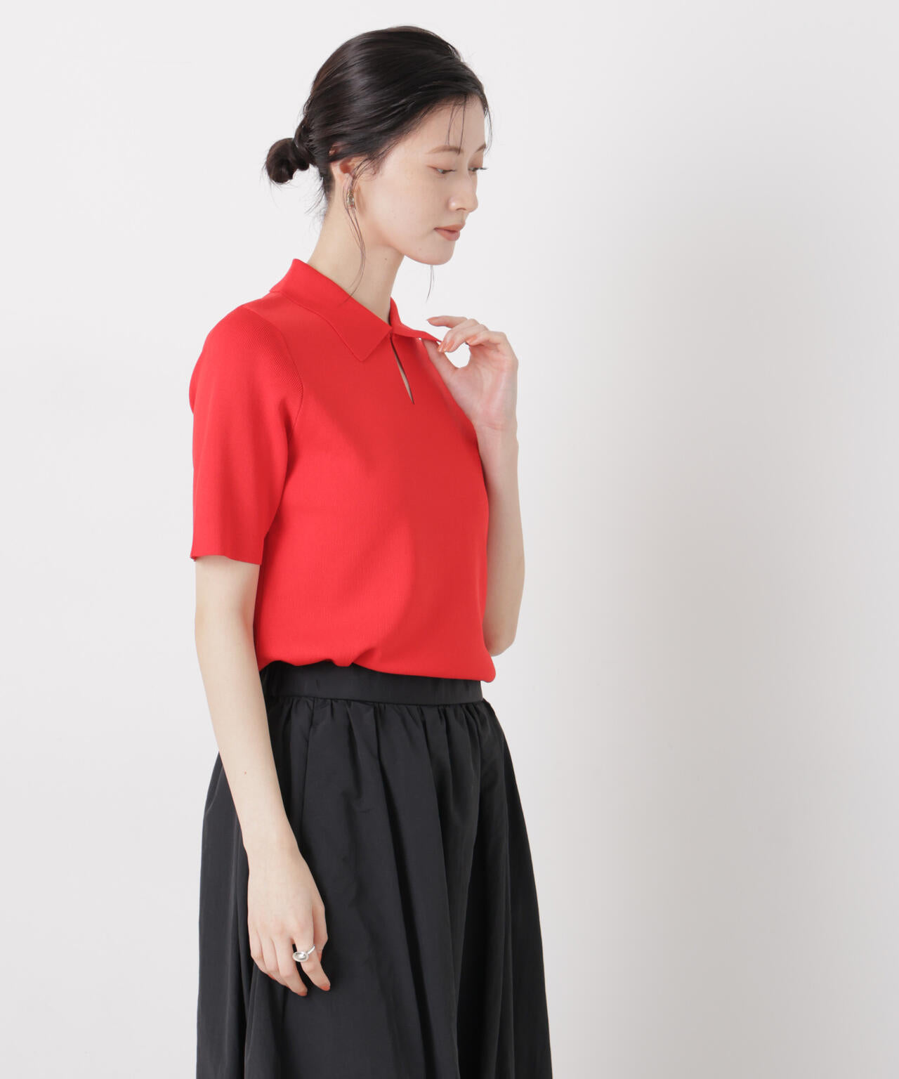 洗濯機洗い可UVカット接触冷感衿付き半袖ポロニット 6736122314