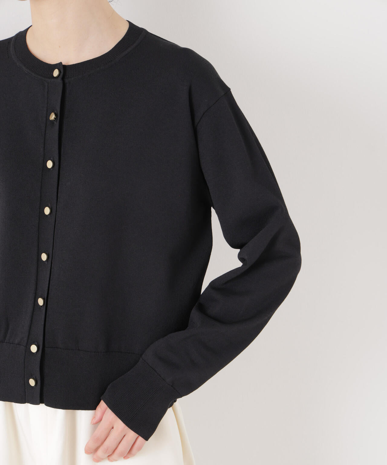 洗濯機洗い可UVカット接触冷感金ボタンクルーカーディガン 6736122316