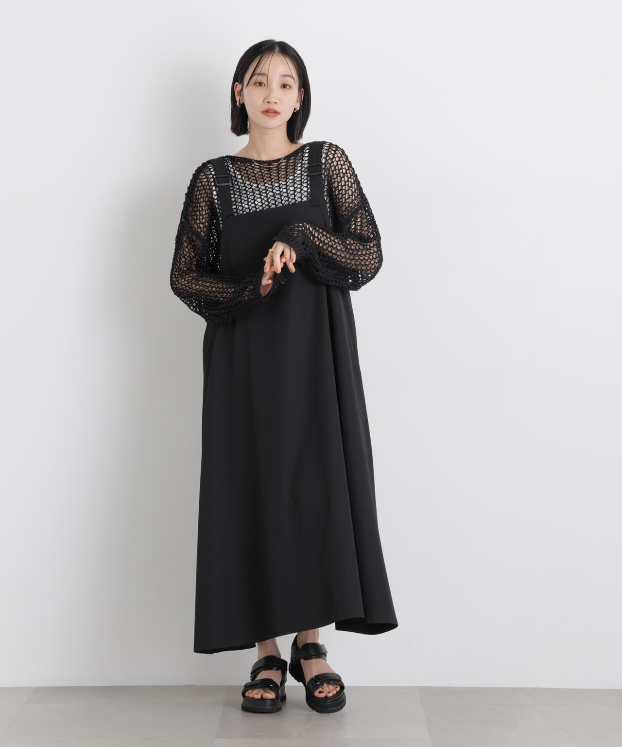 ワイドシルエットメッシュニットプルオーバー 6736122326