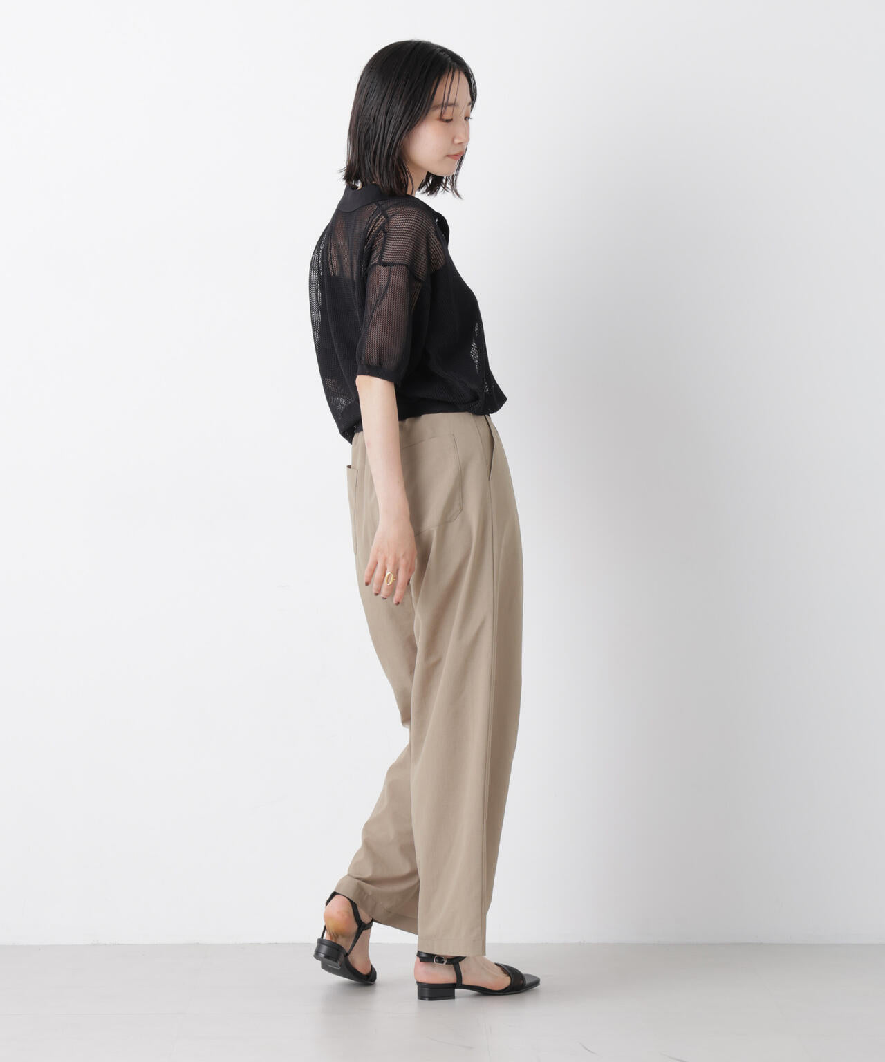 メッシュ ポロニット トップス