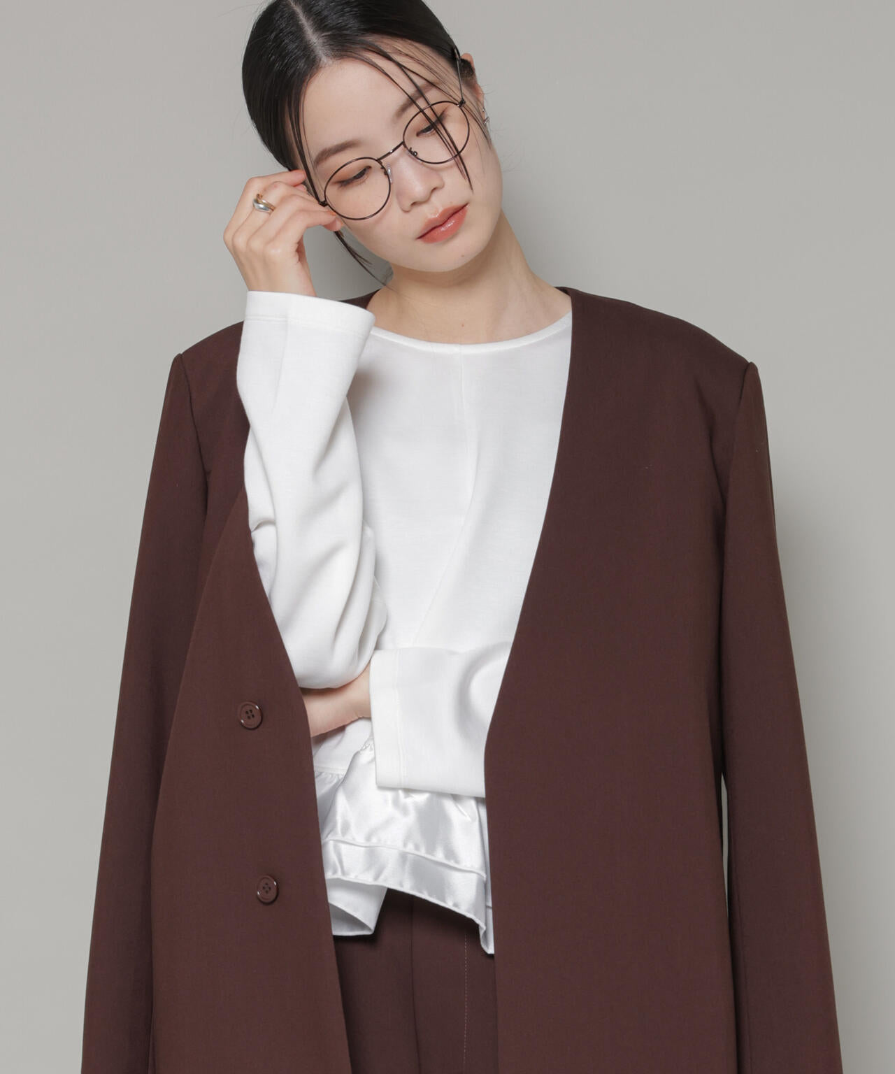 ダンボールカットサテンペプラムトップス 6736123300