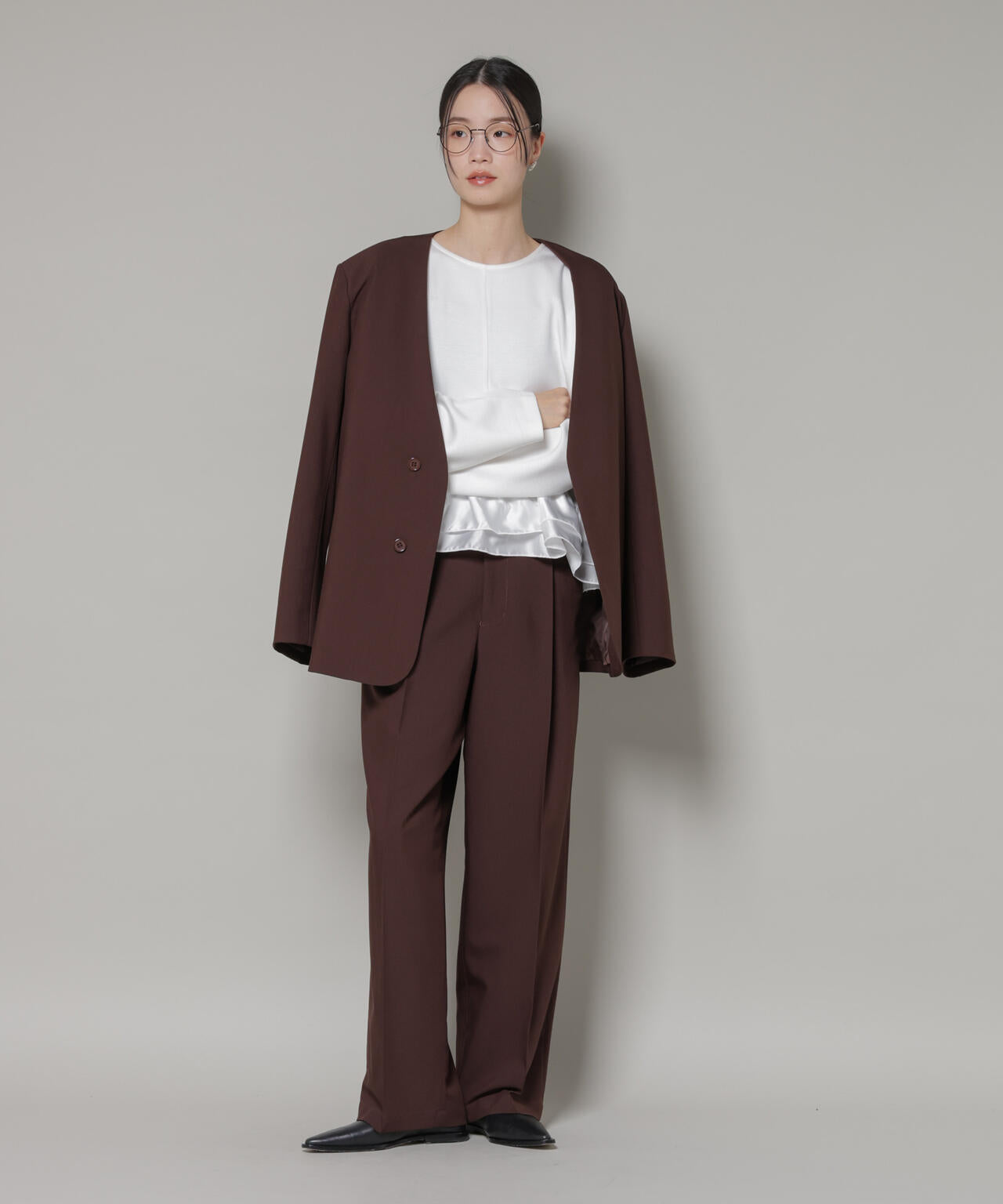 ダンボールカットサテンペプラムトップス 6736123300