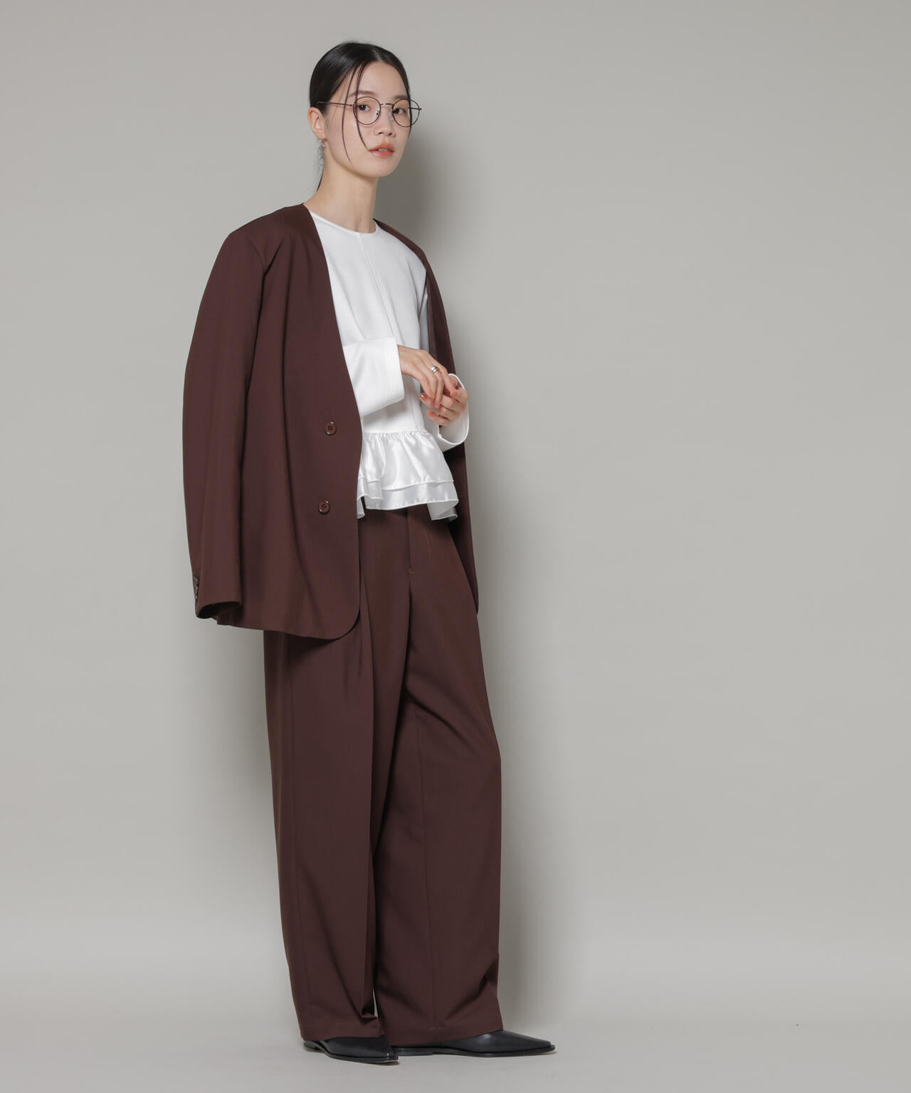 ダンボールカットサテンペプラムトップス 6736123300